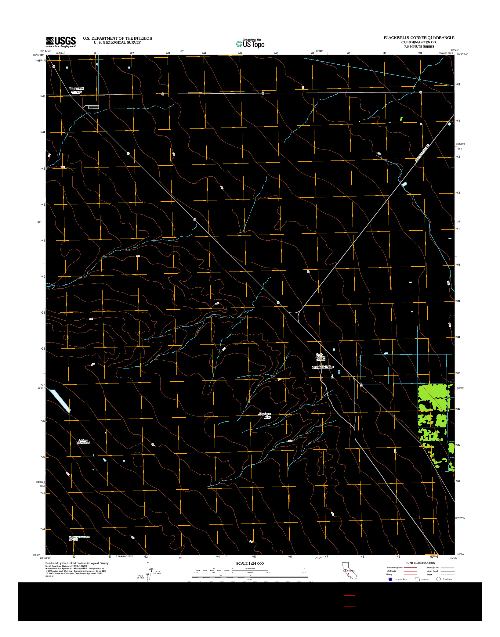USGS US TOPO 7.5-MINUTE MAP FOR BLACKWELLS CORNER, CA 2012