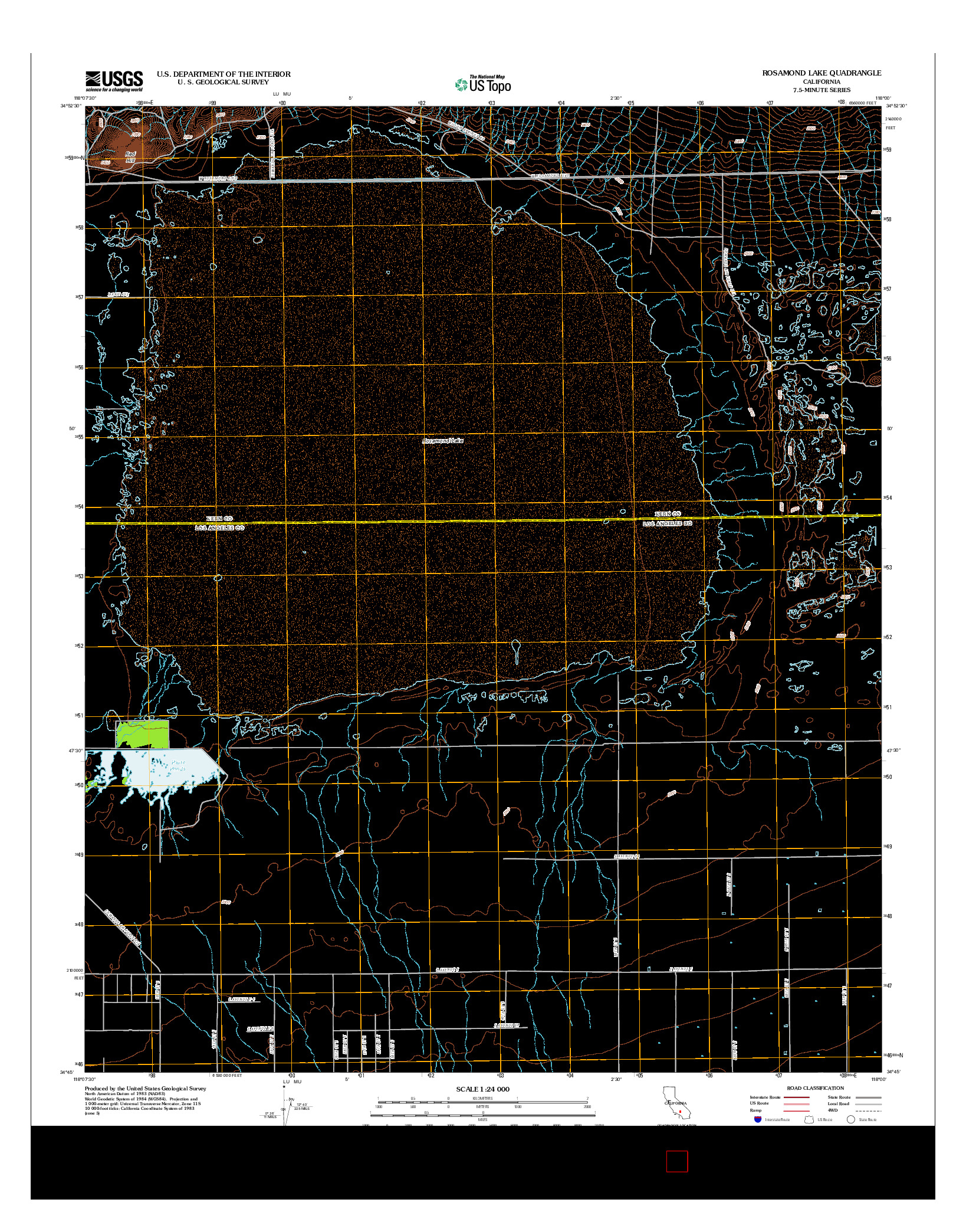 USGS US TOPO 7.5-MINUTE MAP FOR ROSAMOND LAKE, CA 2012