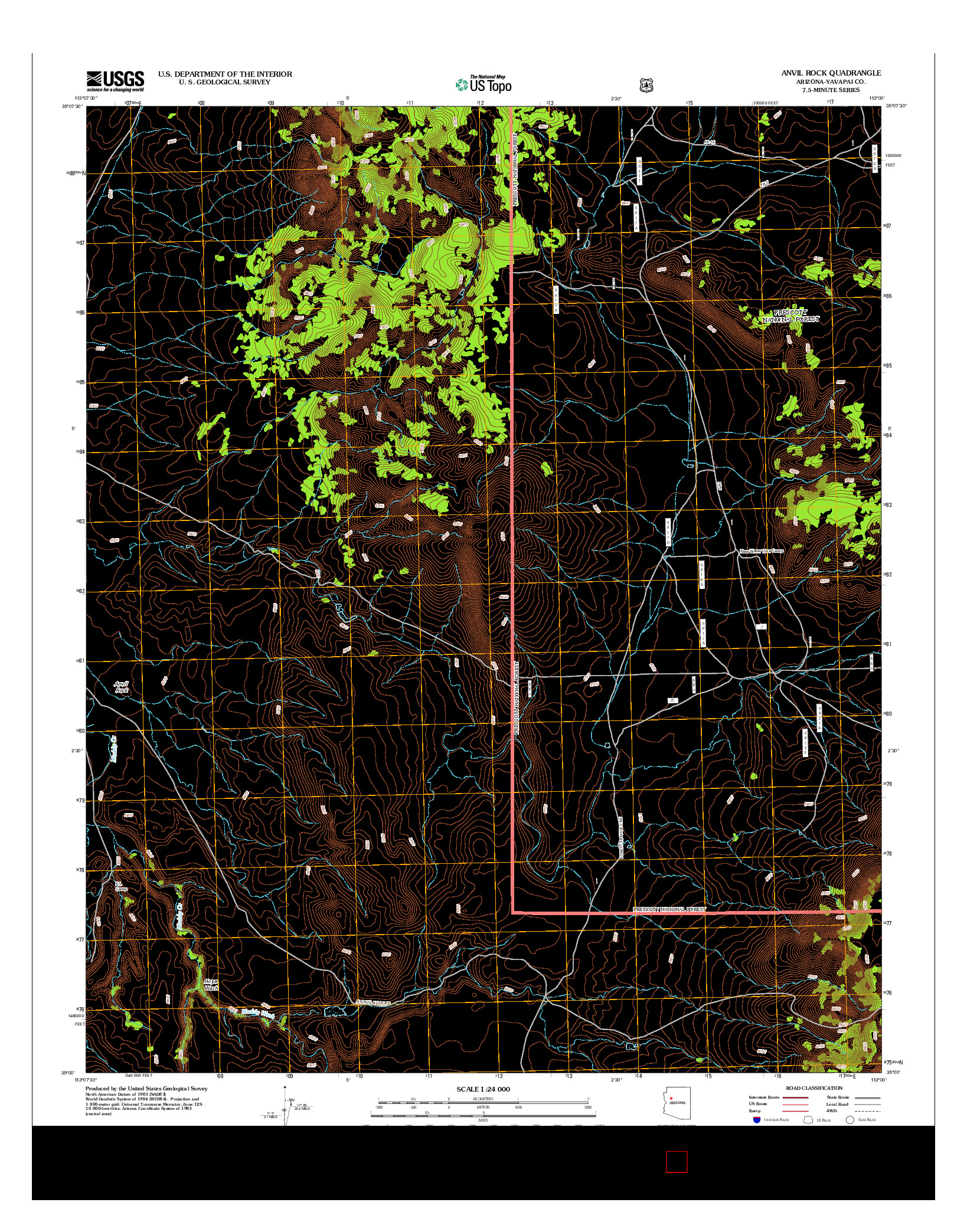 USGS US TOPO 7.5-MINUTE MAP FOR ANVIL ROCK, AZ 2012