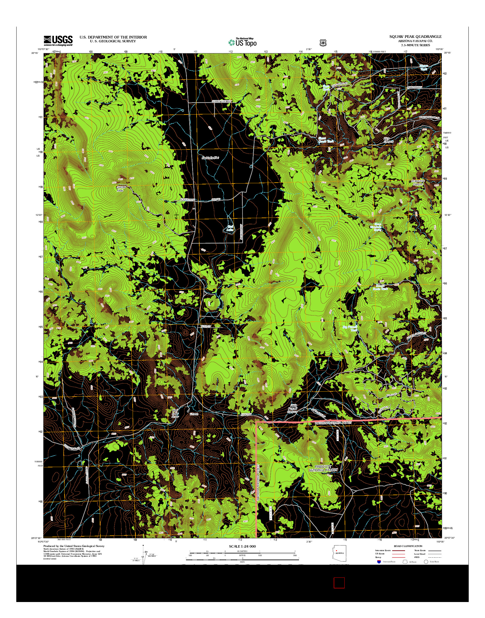 USGS US TOPO 7.5-MINUTE MAP FOR SQUAW PEAK, AZ 2012