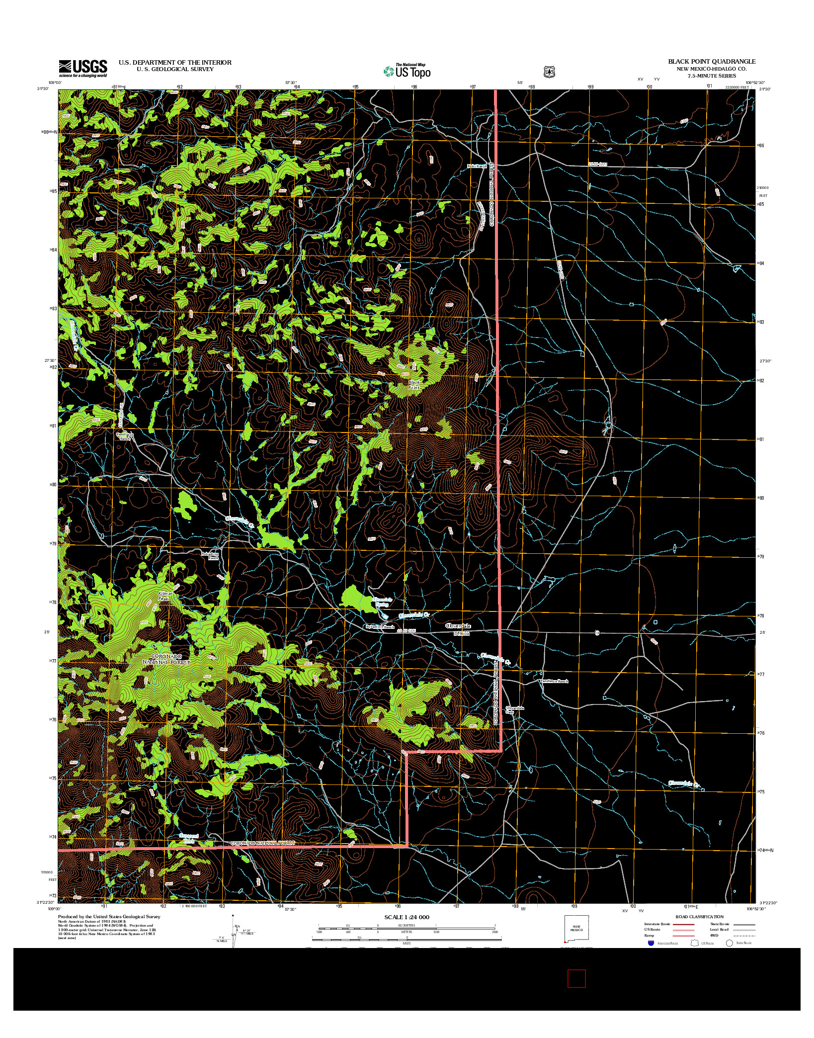 USGS US TOPO 7.5-MINUTE MAP FOR BLACK POINT, NM 2012