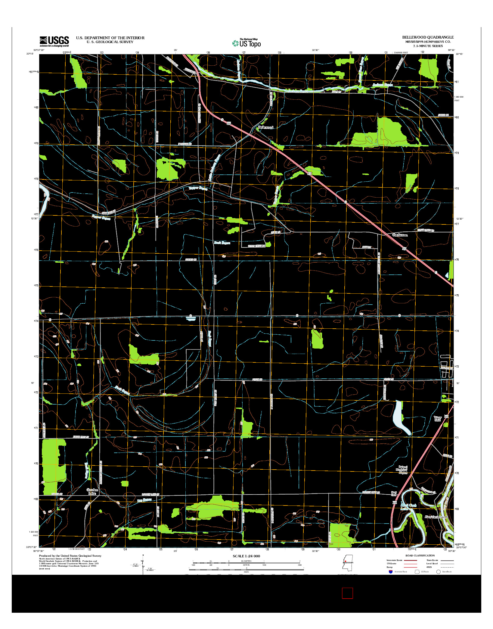 USGS US TOPO 7.5-MINUTE MAP FOR BELLEWOOD, MS 2012