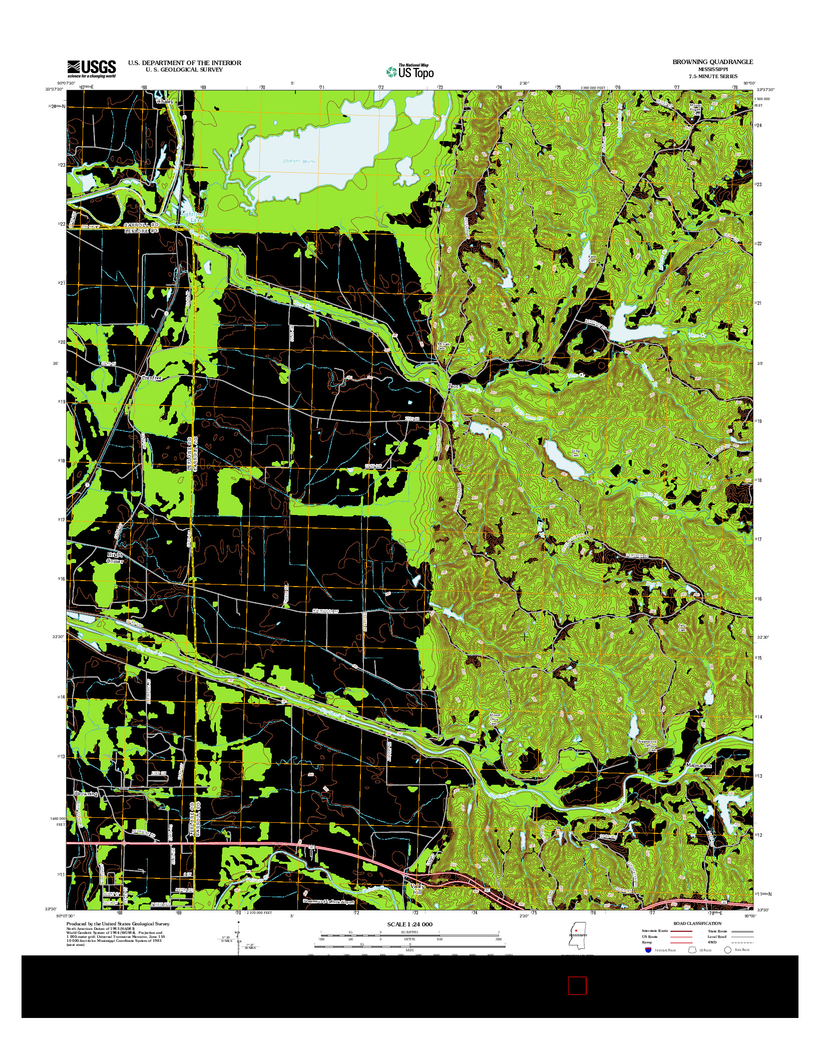 USGS US TOPO 7.5-MINUTE MAP FOR BROWNING, MS 2012