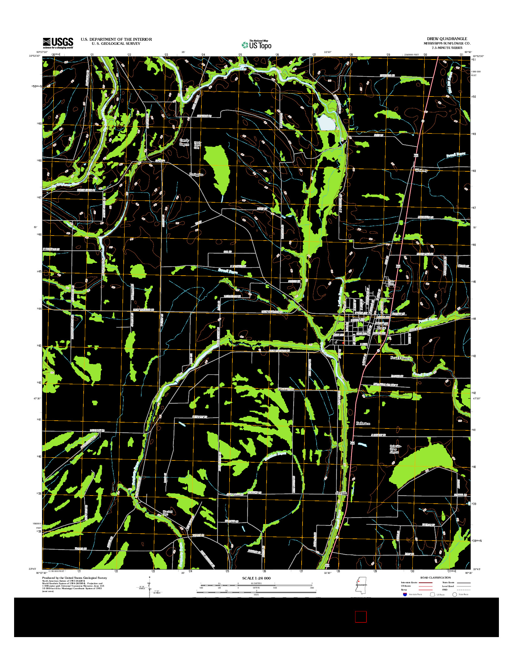 USGS US TOPO 7.5-MINUTE MAP FOR DREW, MS 2012