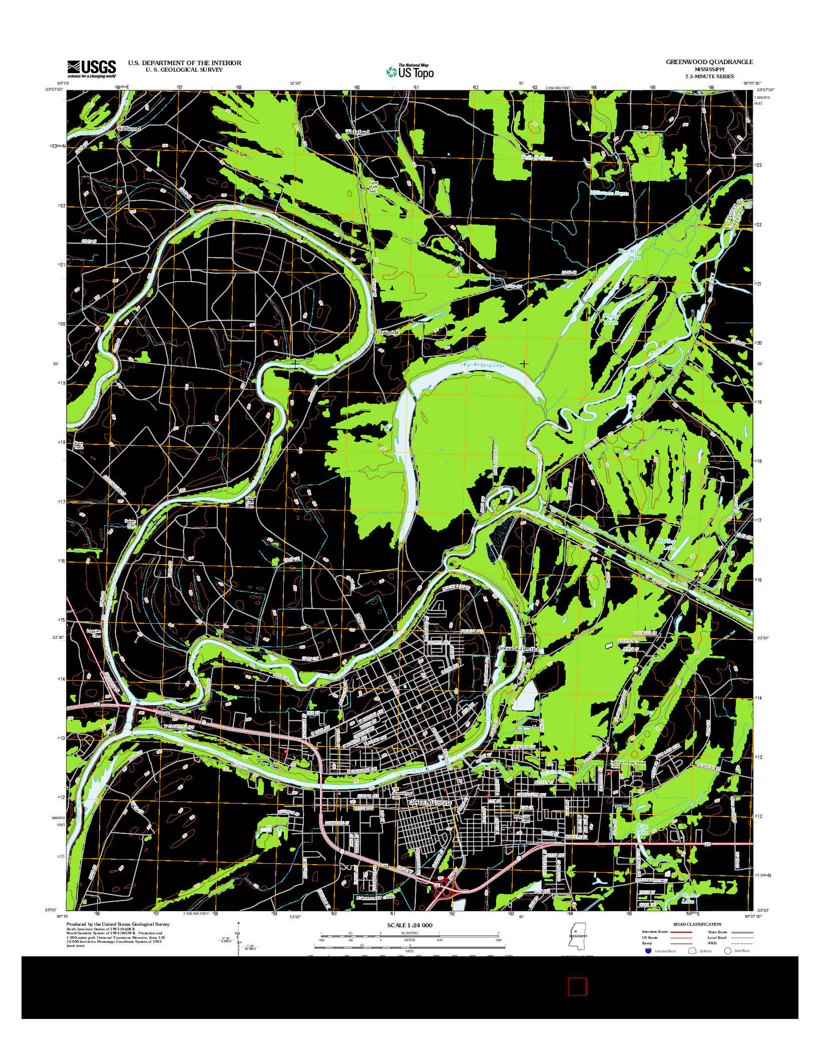 USGS US TOPO 7.5-MINUTE MAP FOR GREENWOOD, MS 2012