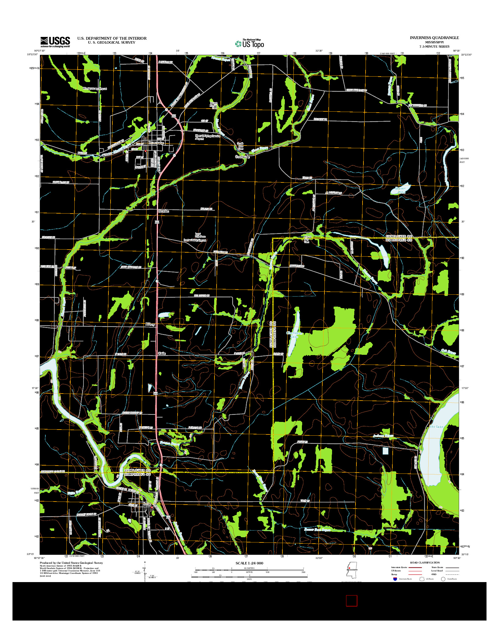 USGS US TOPO 7.5-MINUTE MAP FOR INVERNESS, MS 2012