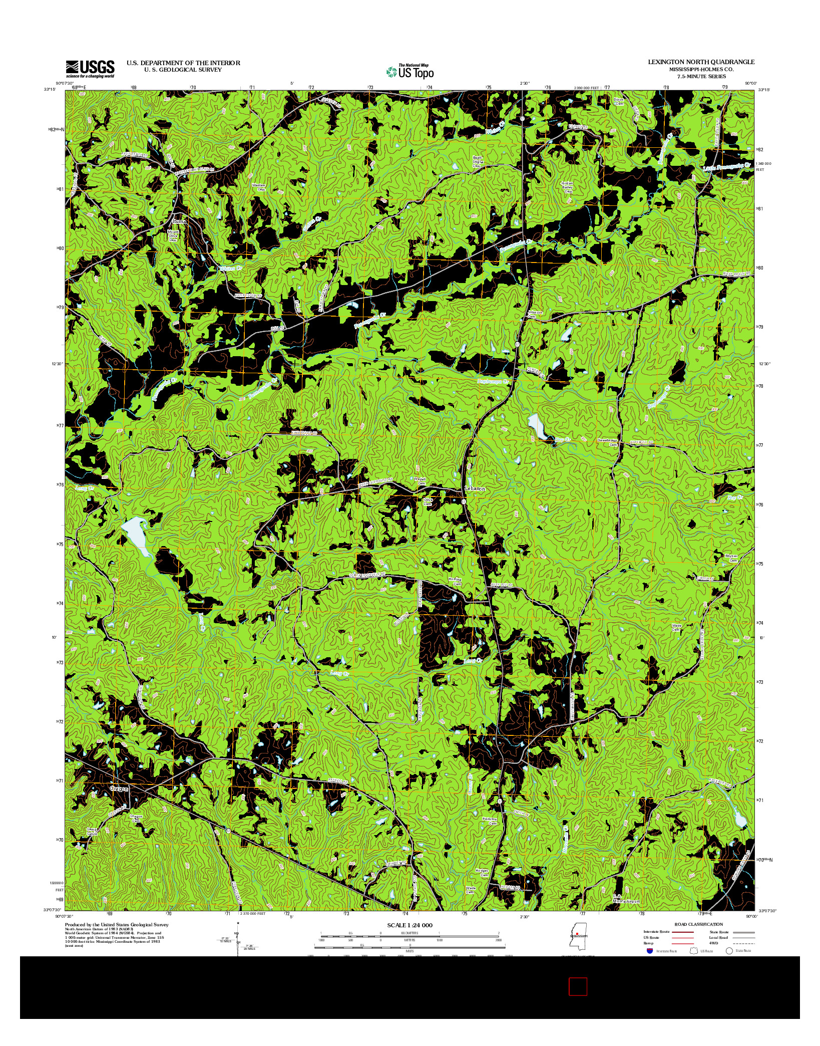 USGS US TOPO 7.5-MINUTE MAP FOR LEXINGTON NORTH, MS 2012