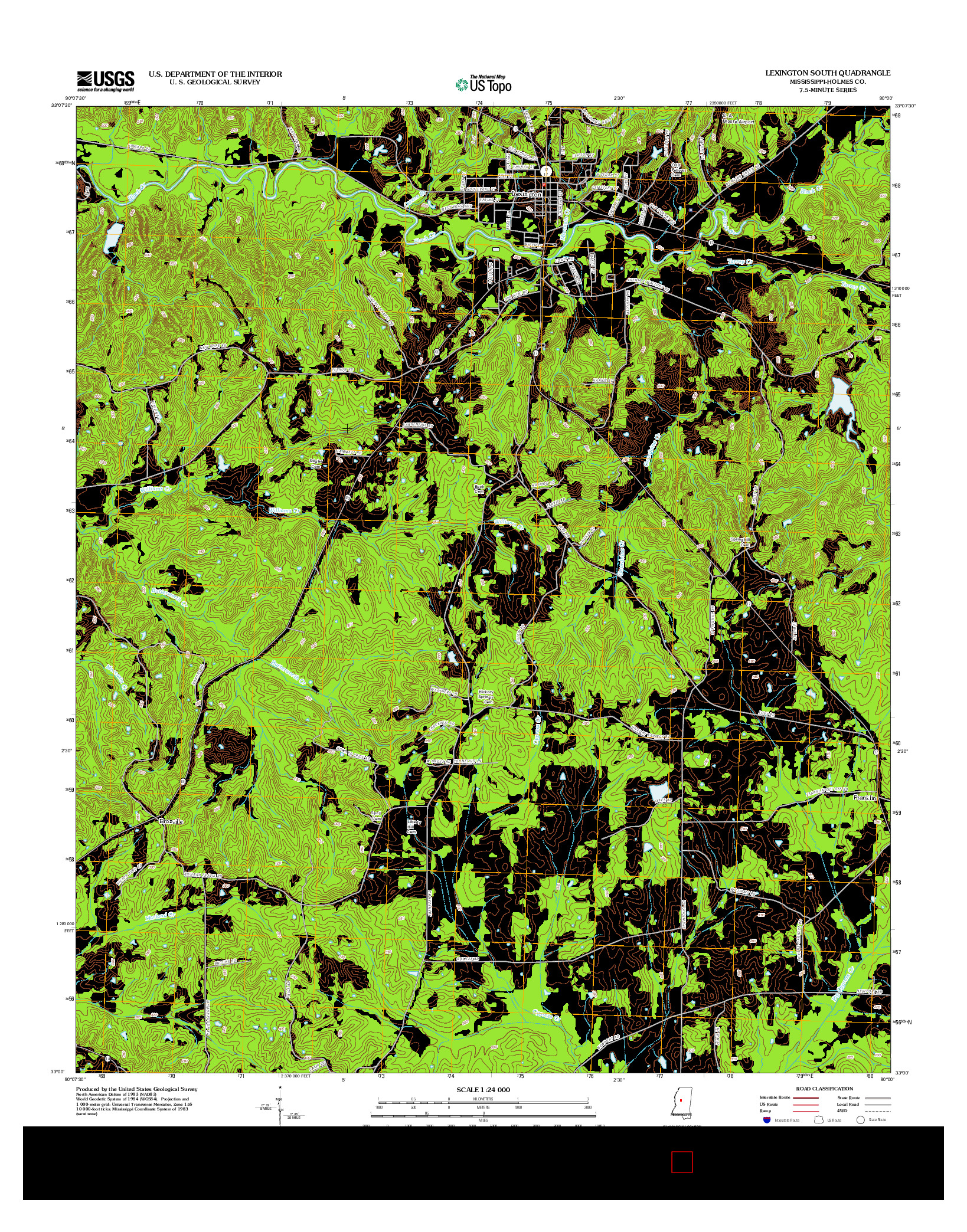 USGS US TOPO 7.5-MINUTE MAP FOR LEXINGTON SOUTH, MS 2012