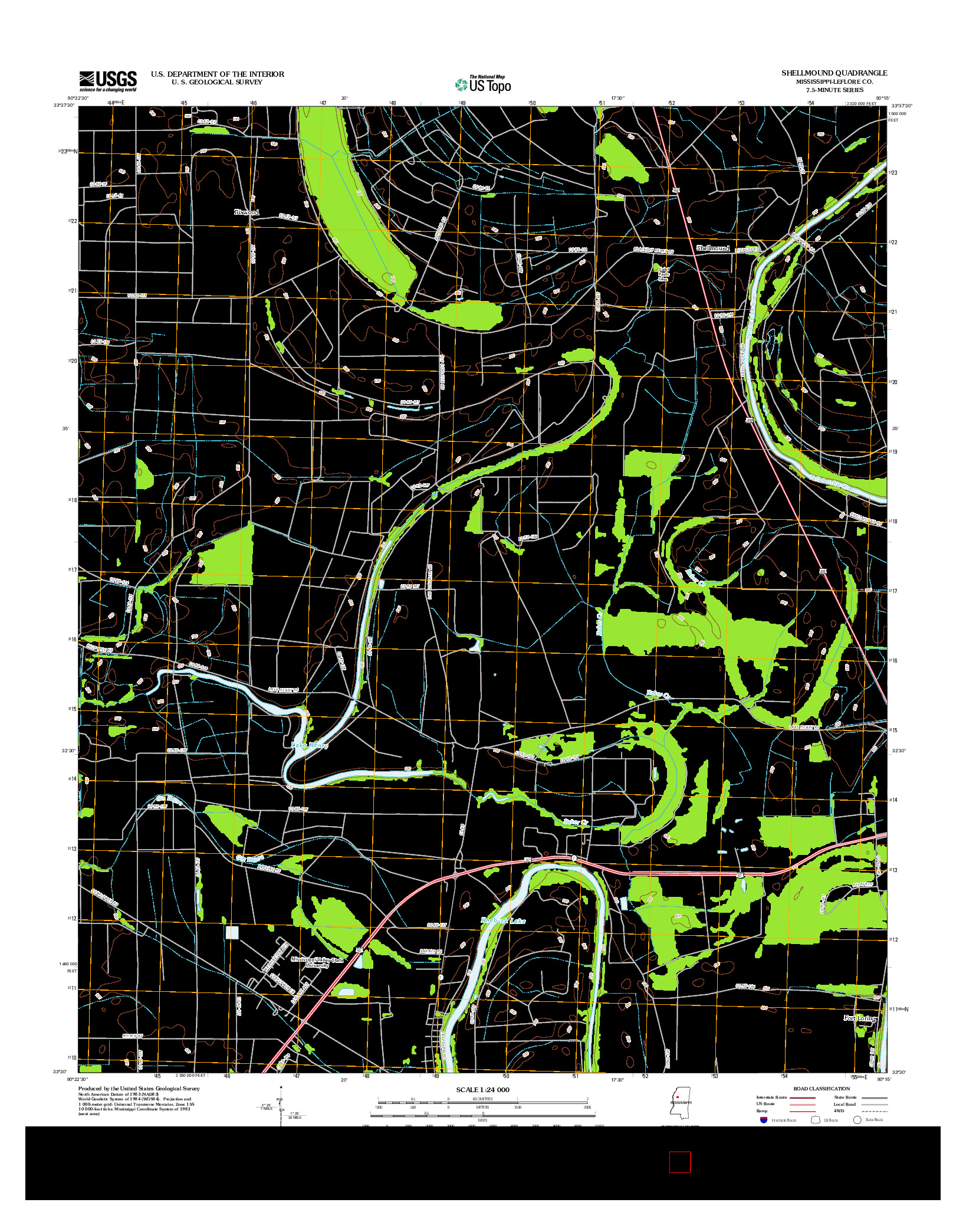 USGS US TOPO 7.5-MINUTE MAP FOR SHELLMOUND, MS 2012