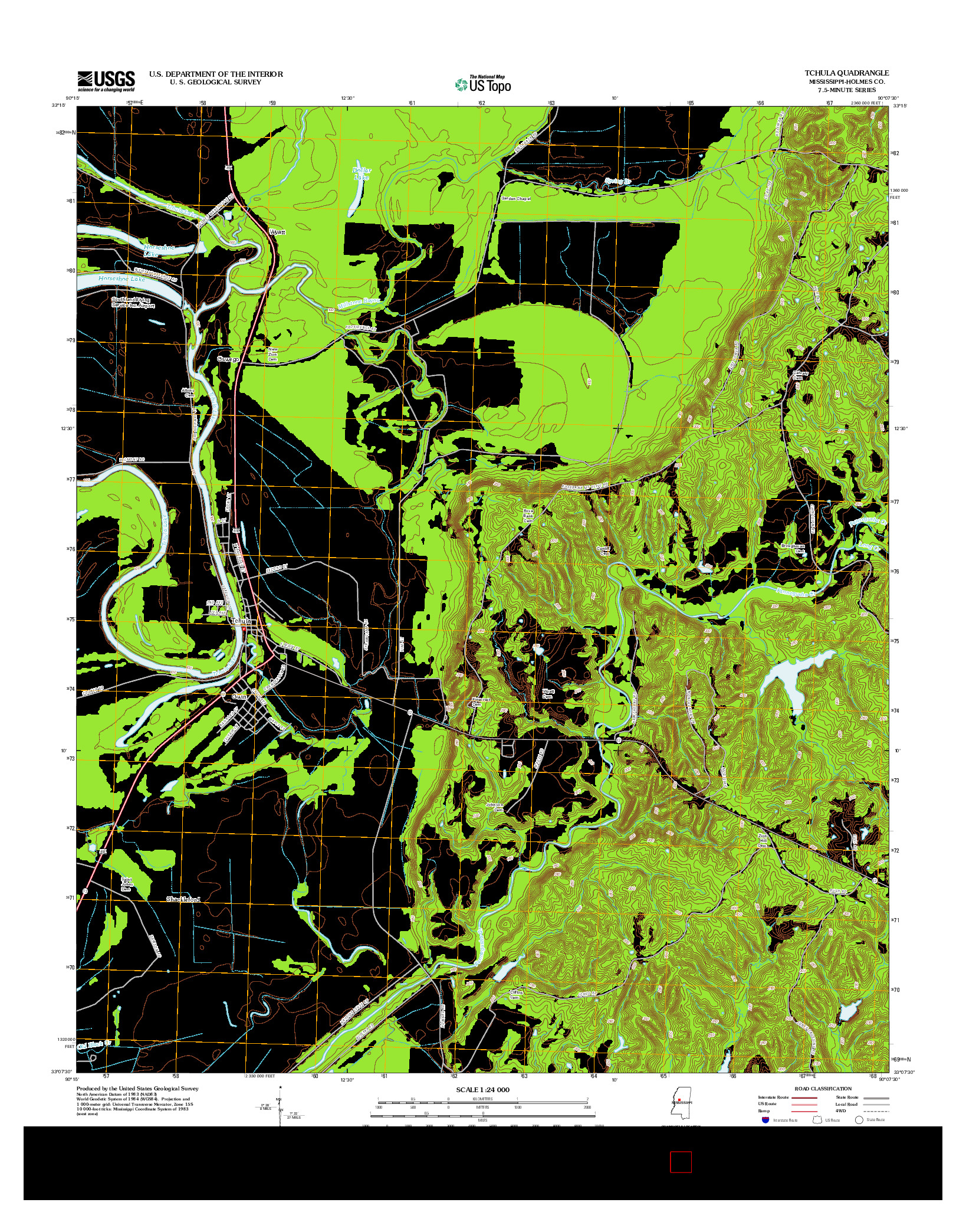 USGS US TOPO 7.5-MINUTE MAP FOR TCHULA, MS 2012