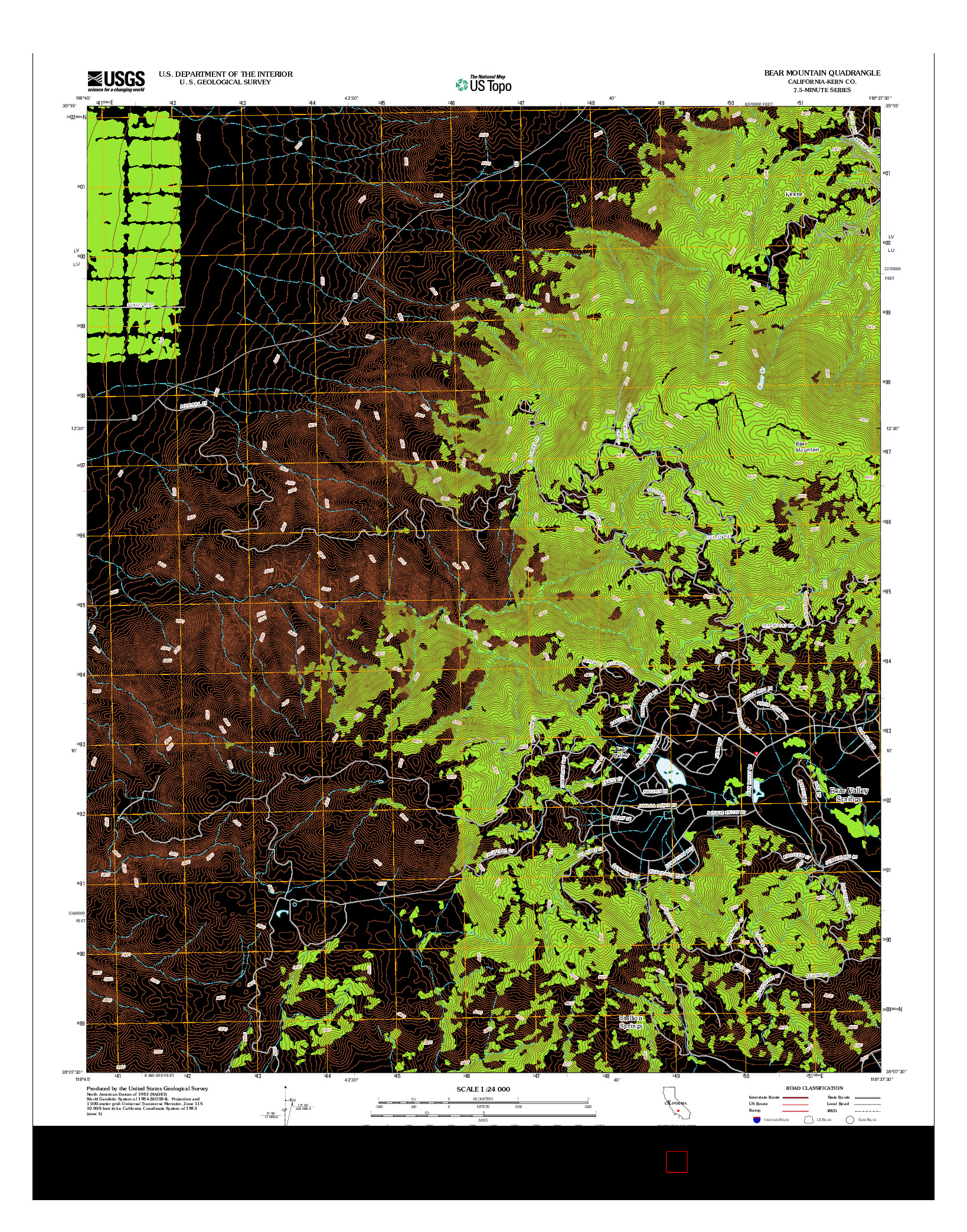 USGS US TOPO 7.5-MINUTE MAP FOR BEAR MOUNTAIN, CA 2012