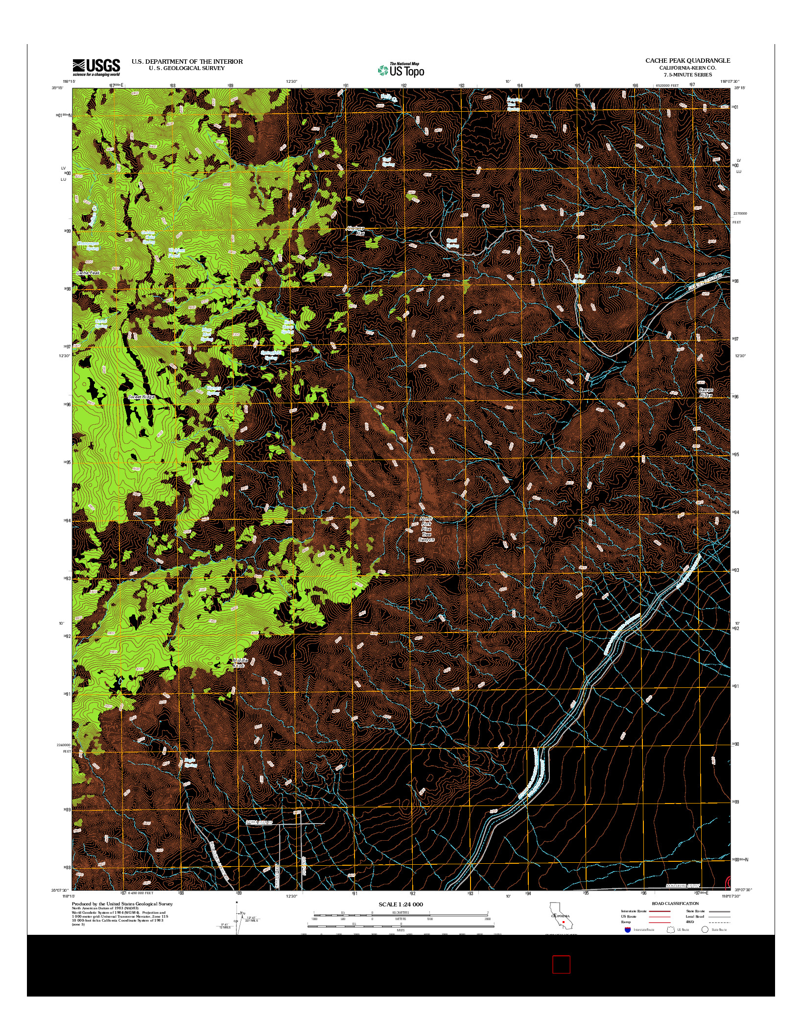 USGS US TOPO 7.5-MINUTE MAP FOR CACHE PEAK, CA 2012