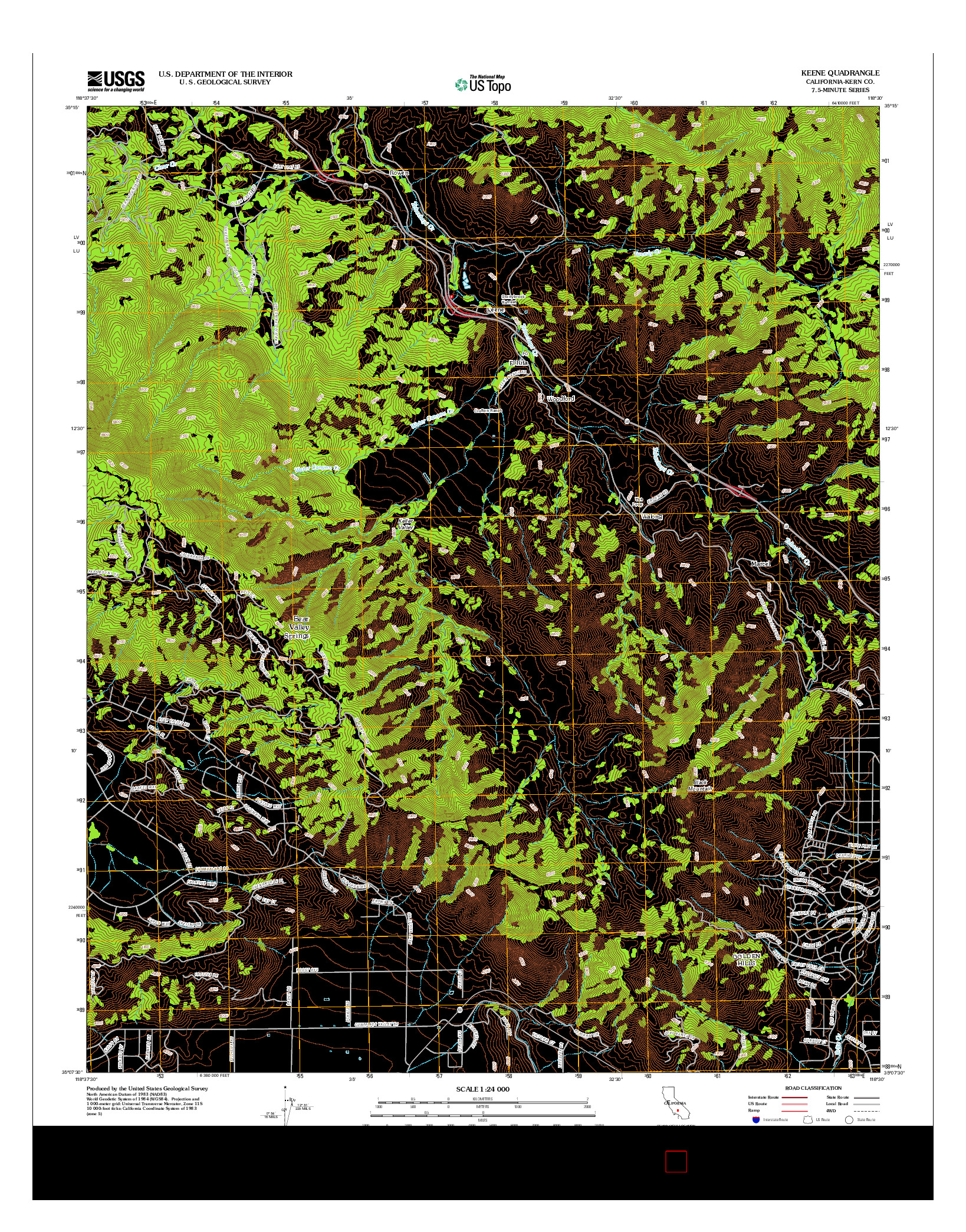 USGS US TOPO 7.5-MINUTE MAP FOR KEENE, CA 2012