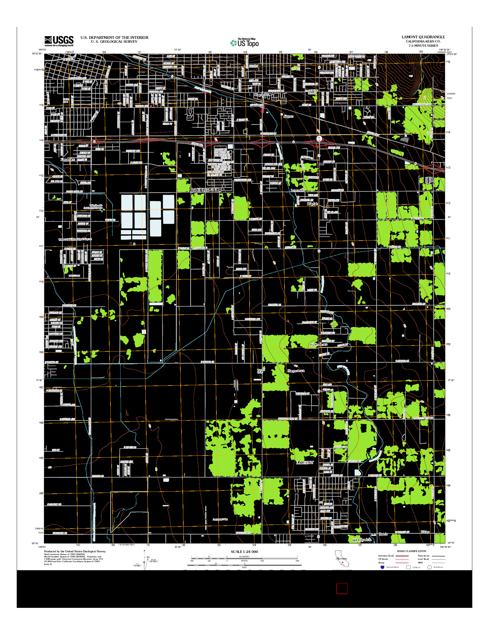 USGS US TOPO 7.5-MINUTE MAP FOR LAMONT, CA 2012