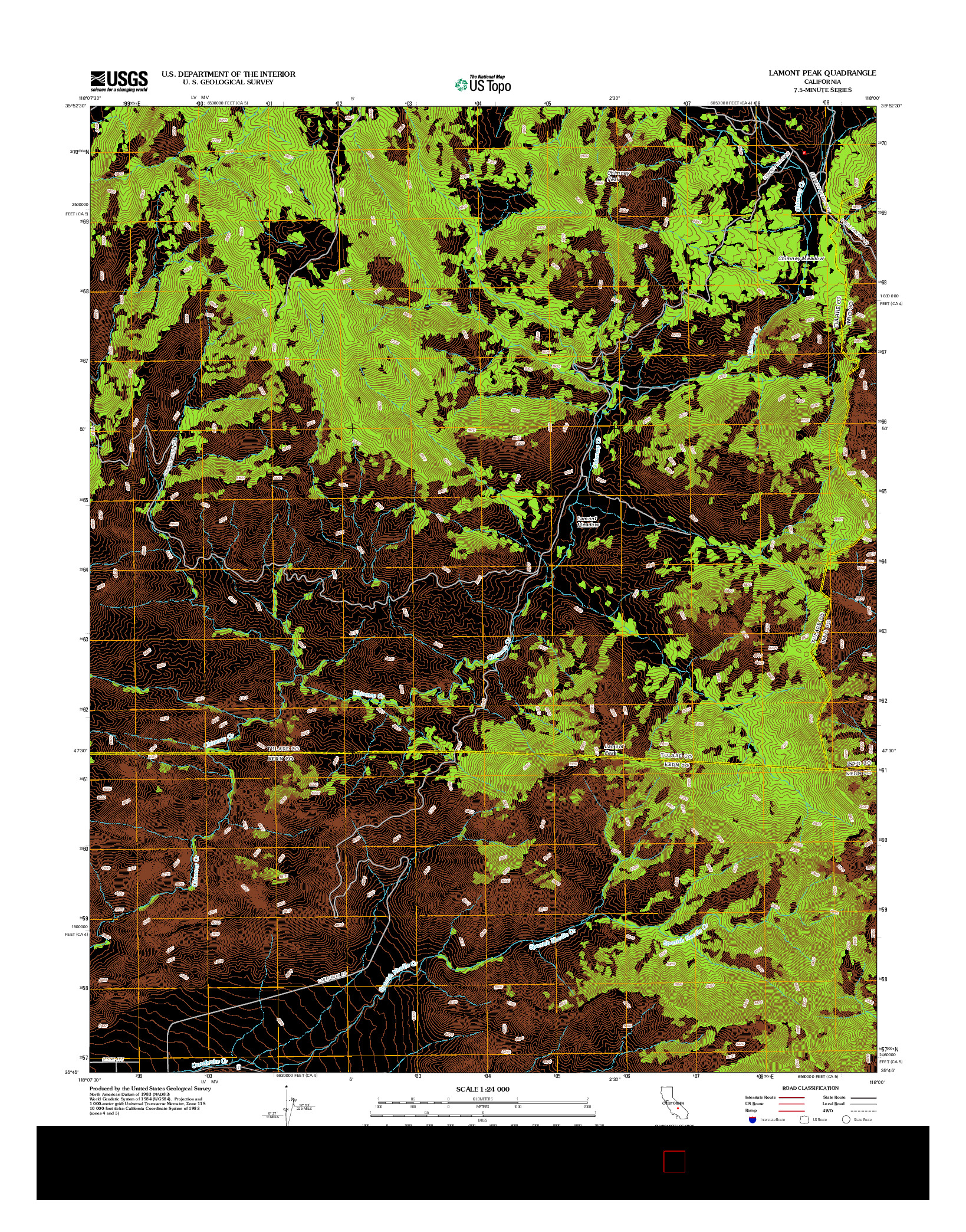 USGS US TOPO 7.5-MINUTE MAP FOR LAMONT PEAK, CA 2012