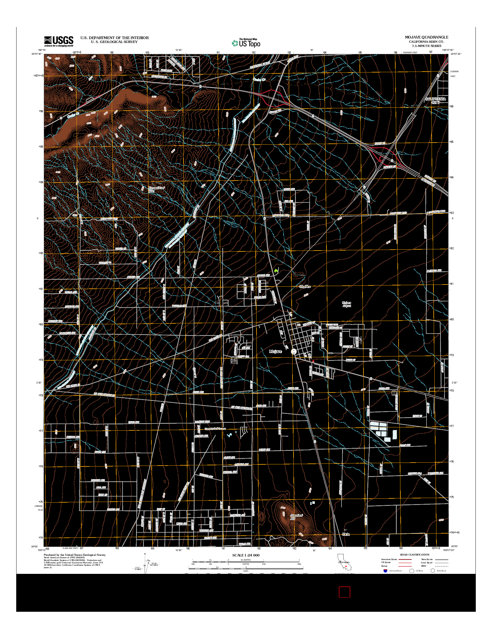 USGS US TOPO 7.5-MINUTE MAP FOR MOJAVE, CA 2012