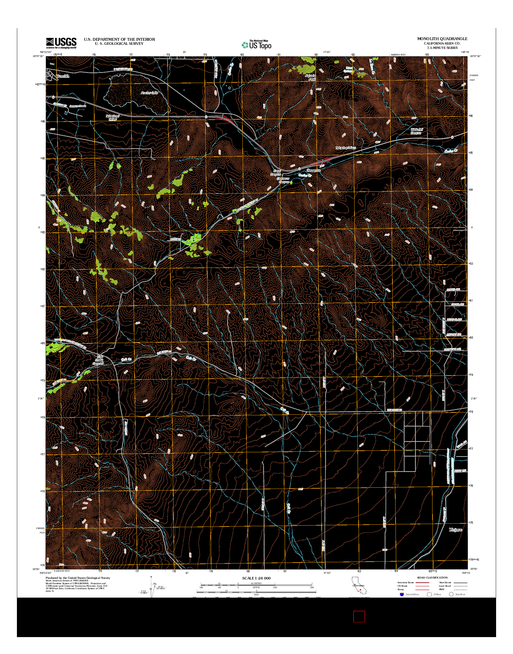 USGS US TOPO 7.5-MINUTE MAP FOR MONOLITH, CA 2012