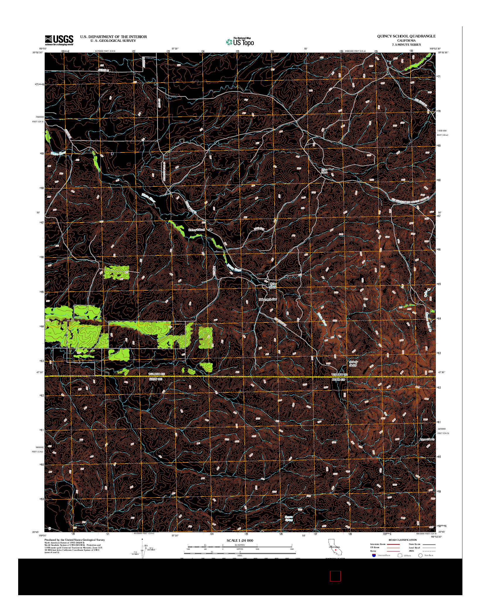 USGS US TOPO 7.5-MINUTE MAP FOR QUINCY SCHOOL, CA 2012