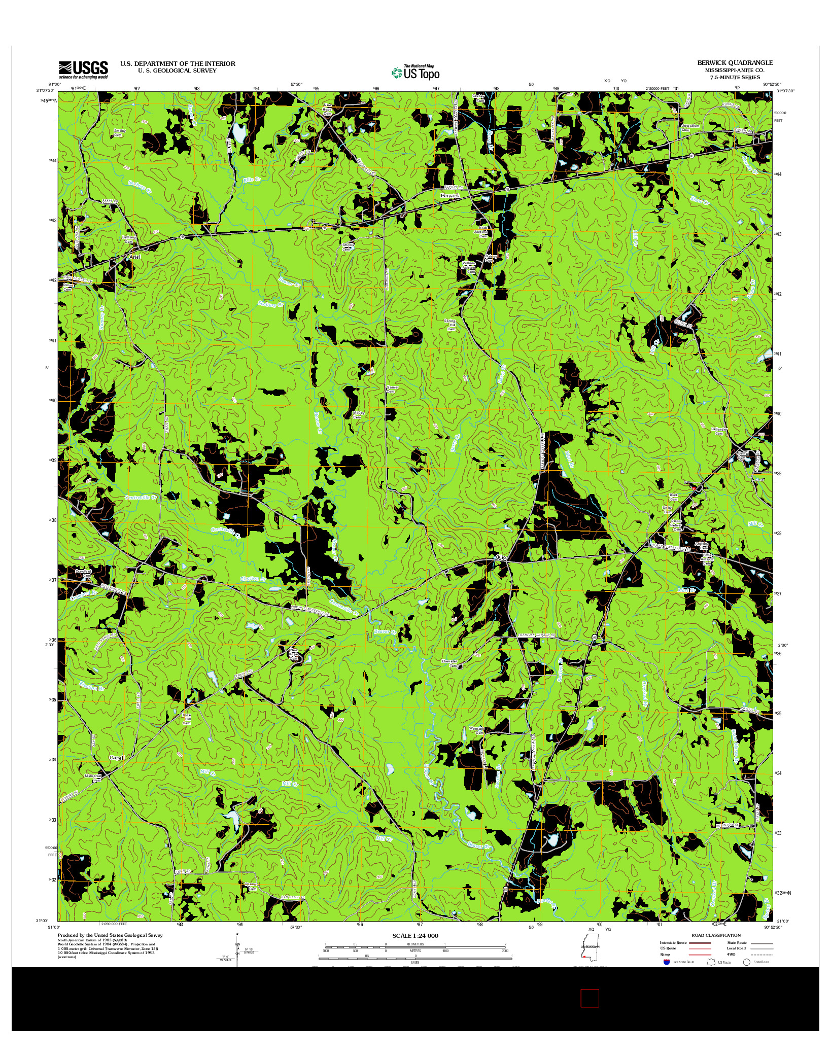 USGS US TOPO 7.5-MINUTE MAP FOR BERWICK, MS 2012
