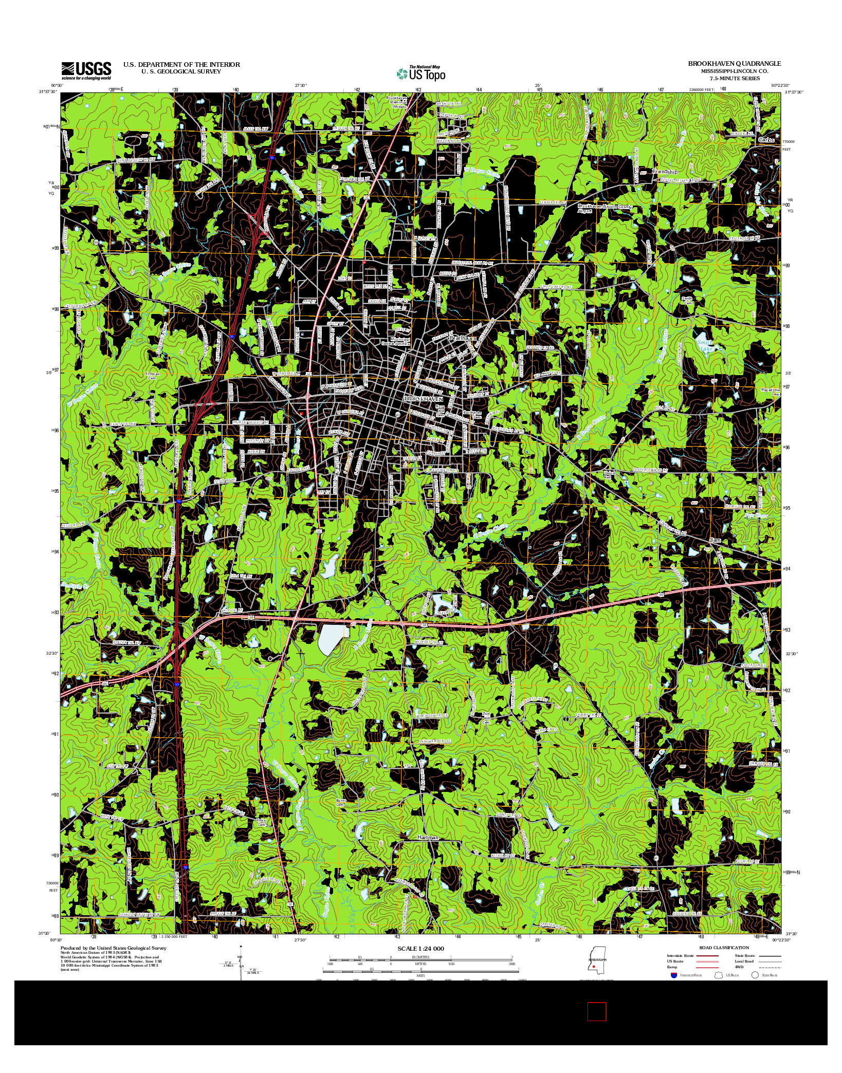 USGS US TOPO 7.5-MINUTE MAP FOR BROOKHAVEN, MS 2012