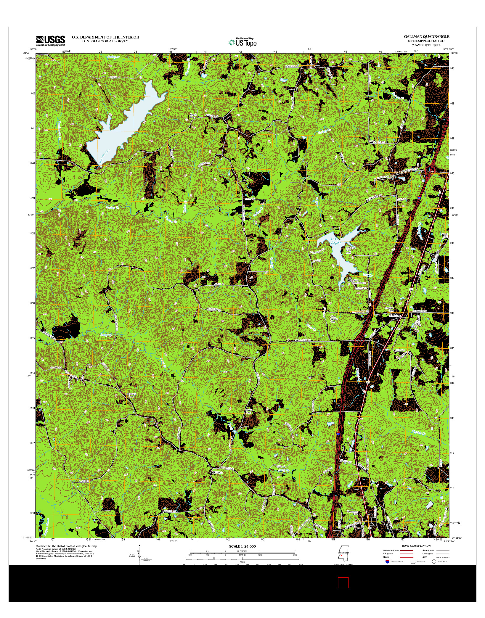 USGS US TOPO 7.5-MINUTE MAP FOR GALLMAN, MS 2012