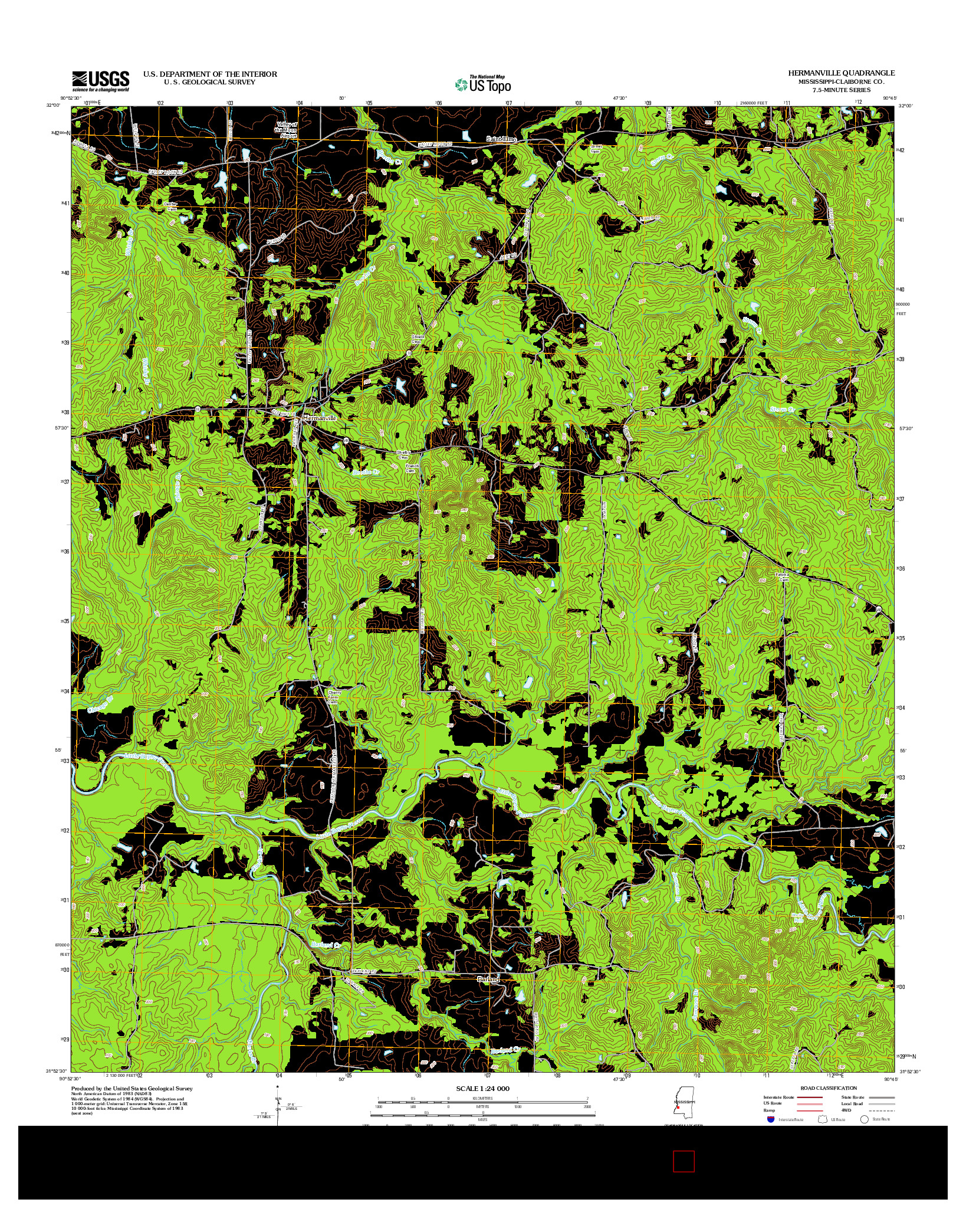 USGS US TOPO 7.5-MINUTE MAP FOR HERMANVILLE, MS 2012