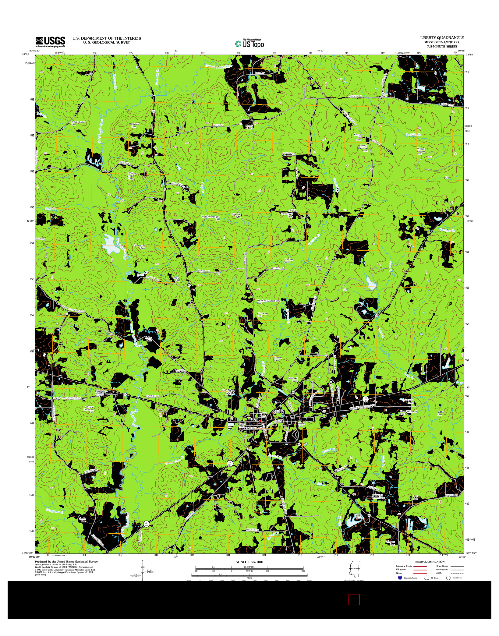 USGS US TOPO 7.5-MINUTE MAP FOR LIBERTY, MS 2012