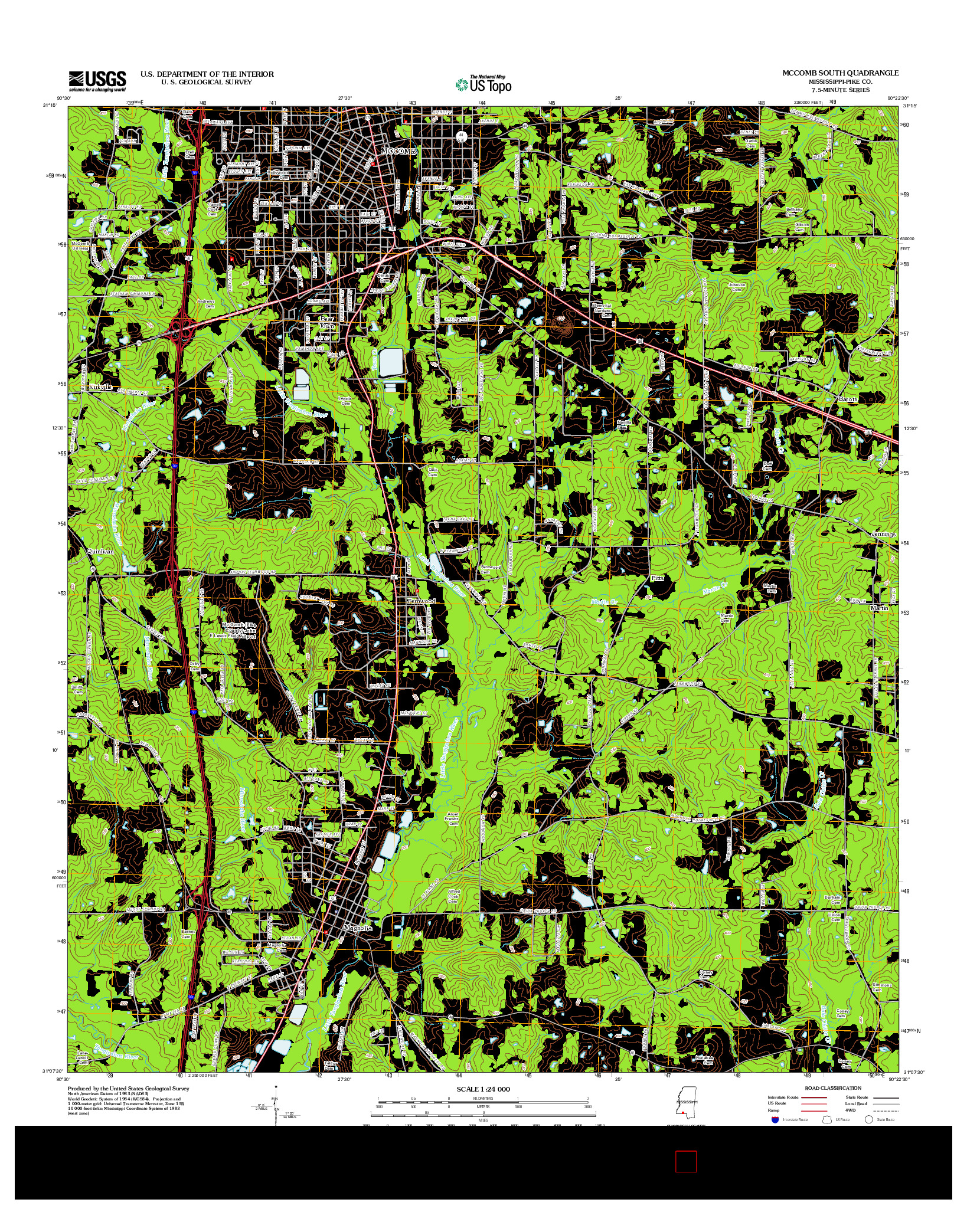 USGS US TOPO 7.5-MINUTE MAP FOR MCCOMB SOUTH, MS 2012