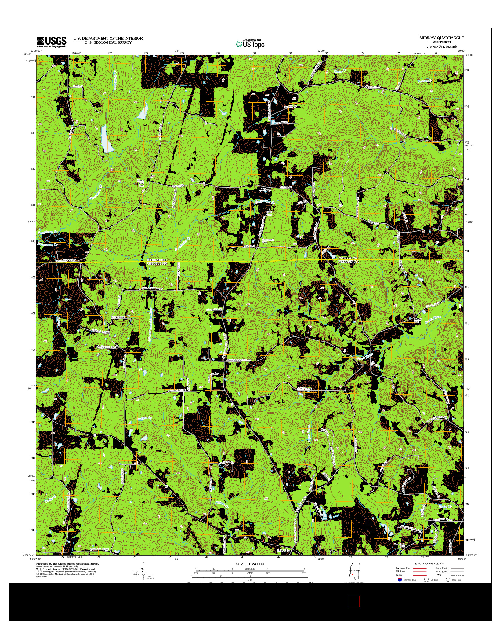USGS US TOPO 7.5-MINUTE MAP FOR MIDWAY, MS 2012