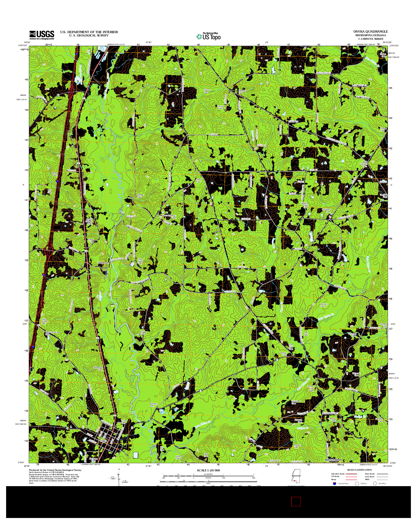 USGS US TOPO 7.5-MINUTE MAP FOR OSYKA, MS-LA 2012