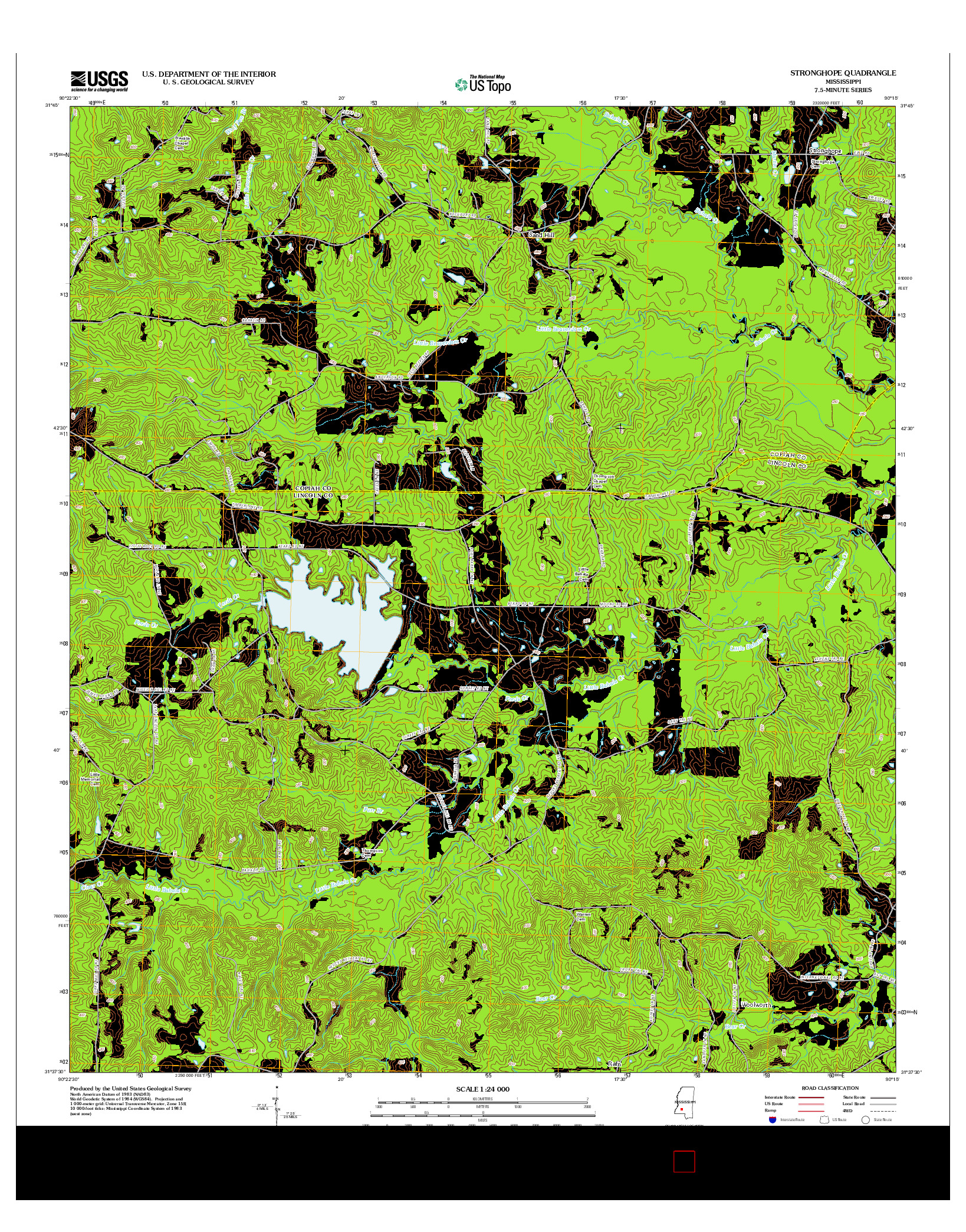 USGS US TOPO 7.5-MINUTE MAP FOR STRONGHOPE, MS 2012