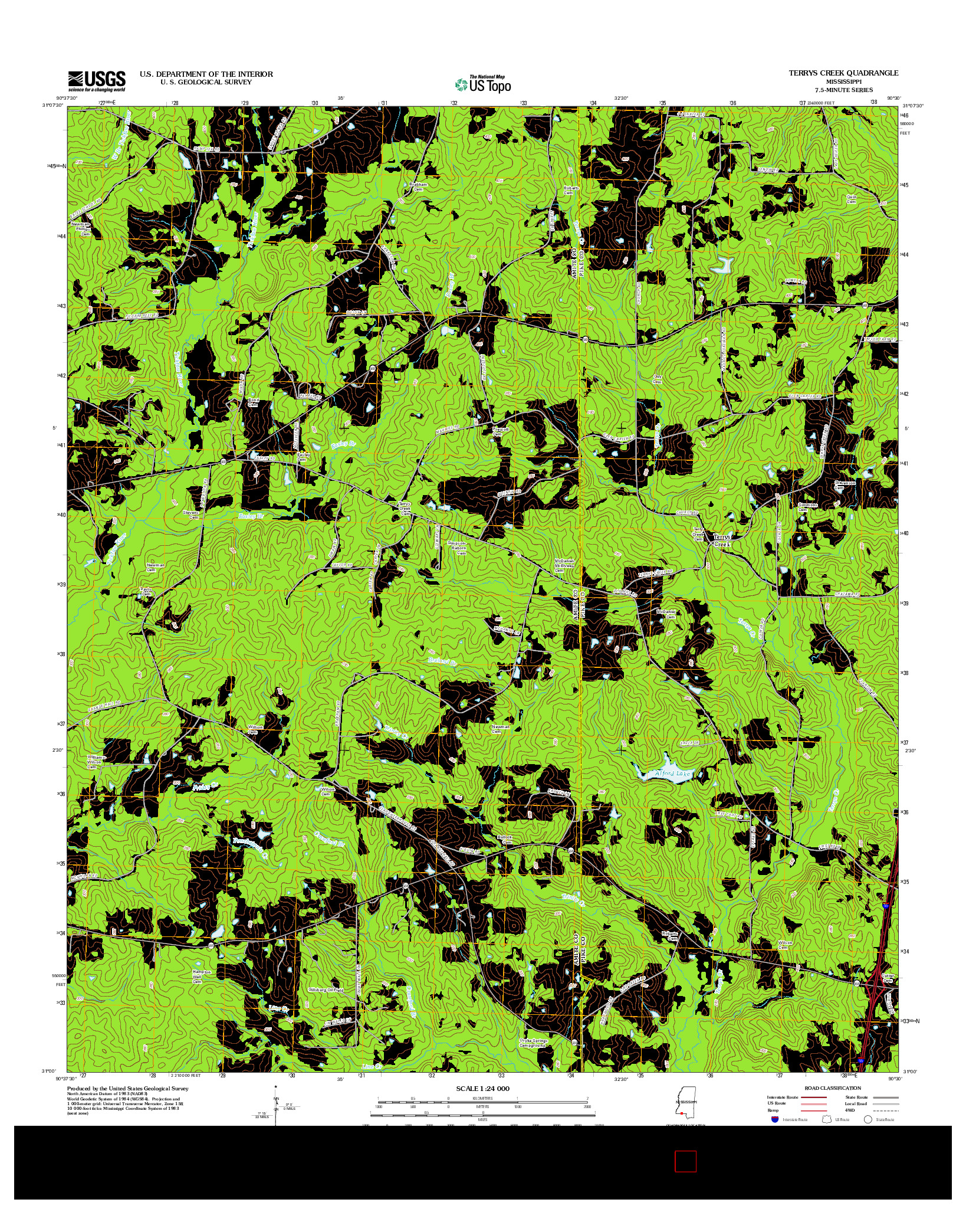 USGS US TOPO 7.5-MINUTE MAP FOR TERRYS CREEK, MS 2012