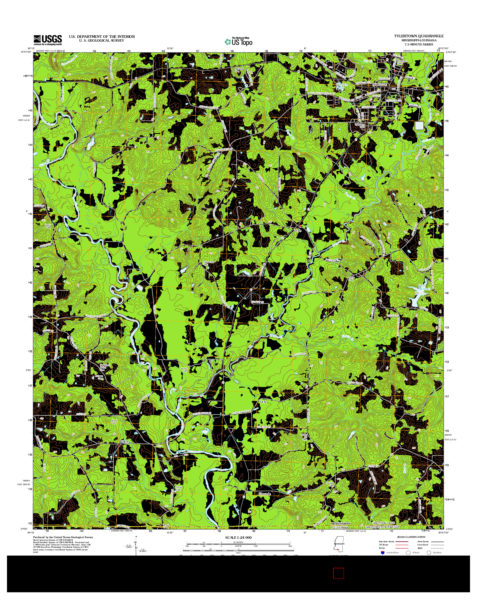 USGS US TOPO 7.5-MINUTE MAP FOR TYLERTOWN, MS-LA 2012