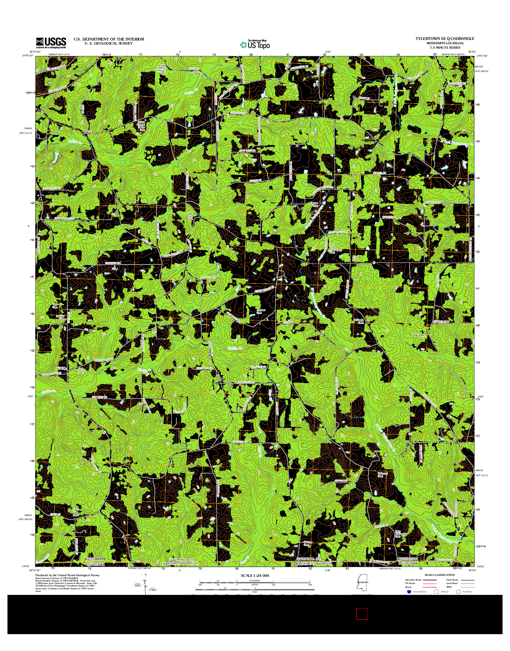 USGS US TOPO 7.5-MINUTE MAP FOR TYLERTOWN SE, MS-LA 2012