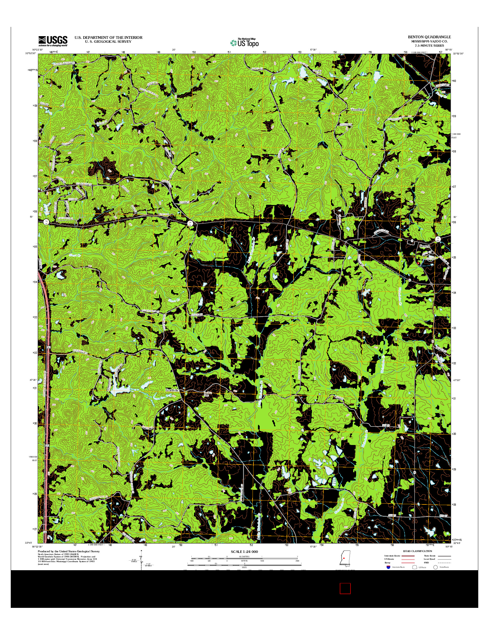 USGS US TOPO 7.5-MINUTE MAP FOR BENTON, MS 2012