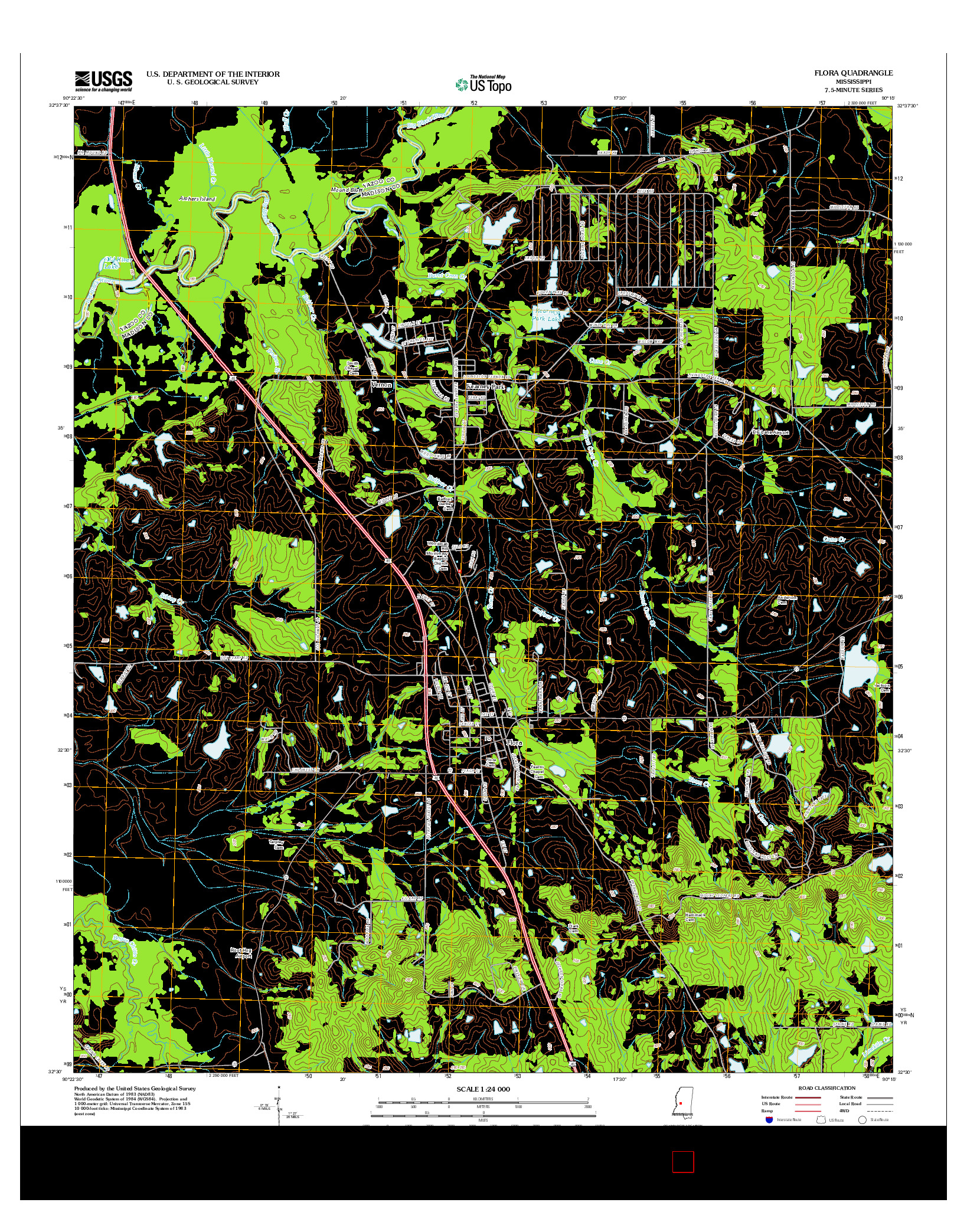 USGS US TOPO 7.5-MINUTE MAP FOR FLORA, MS 2012