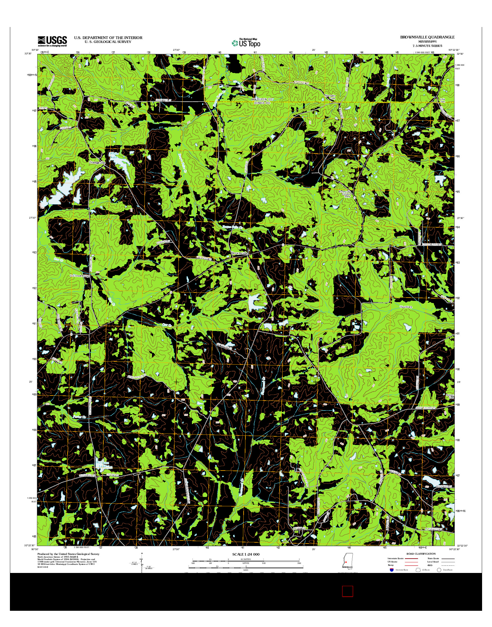 USGS US TOPO 7.5-MINUTE MAP FOR BROWNSVILLE, MS 2012