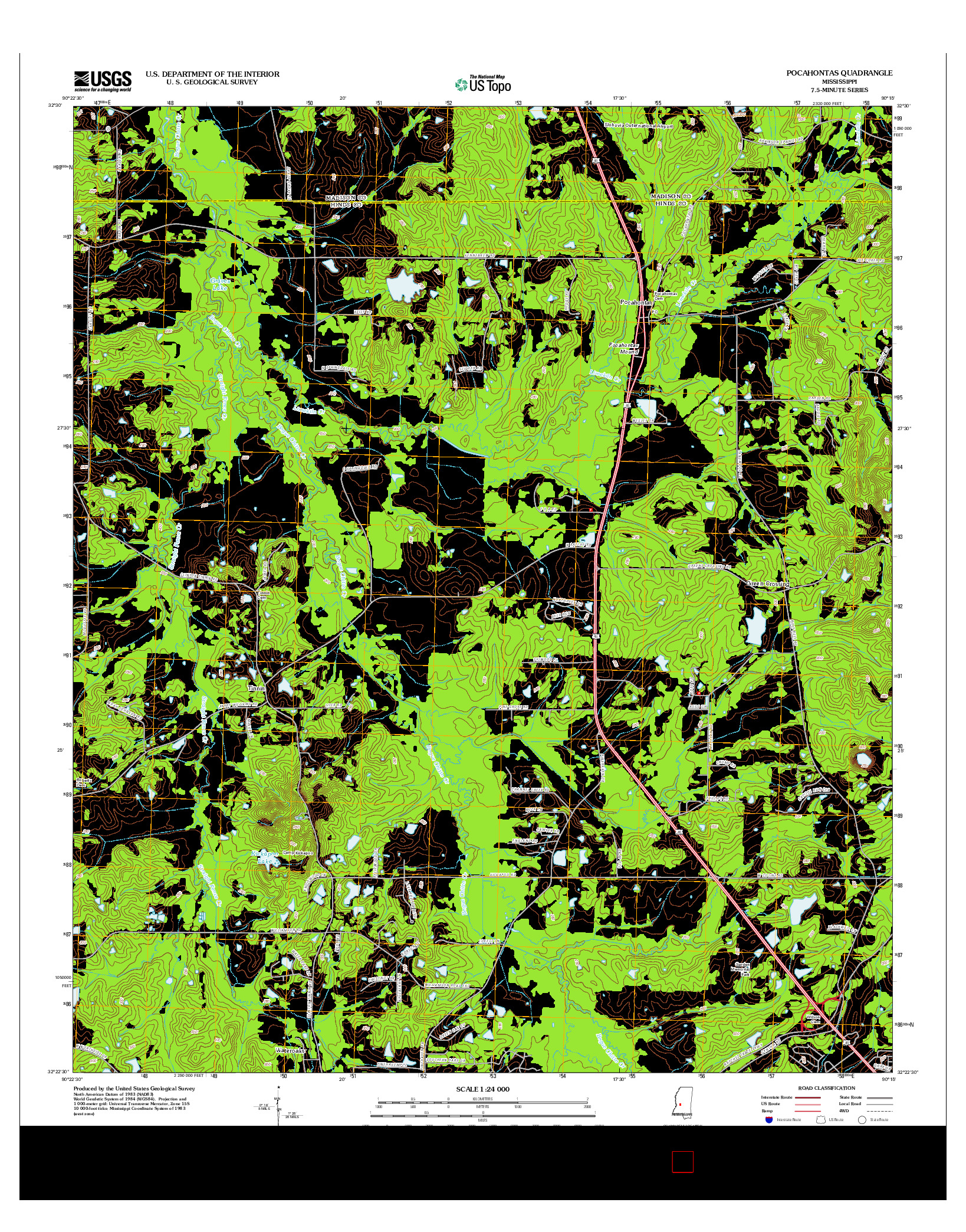 USGS US TOPO 7.5-MINUTE MAP FOR POCAHONTAS, MS 2012