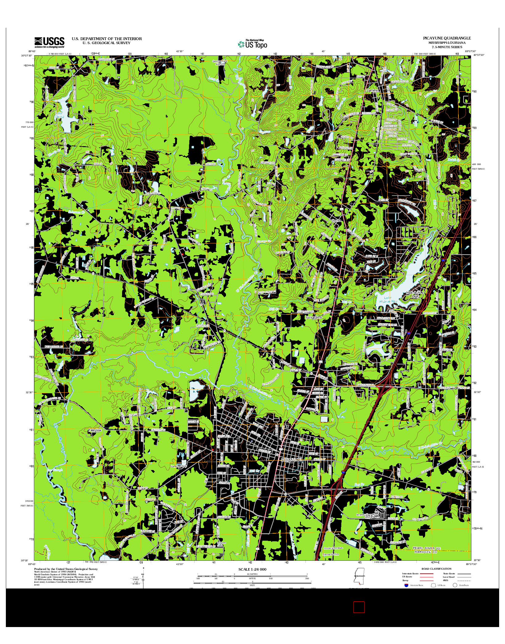 USGS US TOPO 7.5-MINUTE MAP FOR PICAYUNE, MS-LA 2012