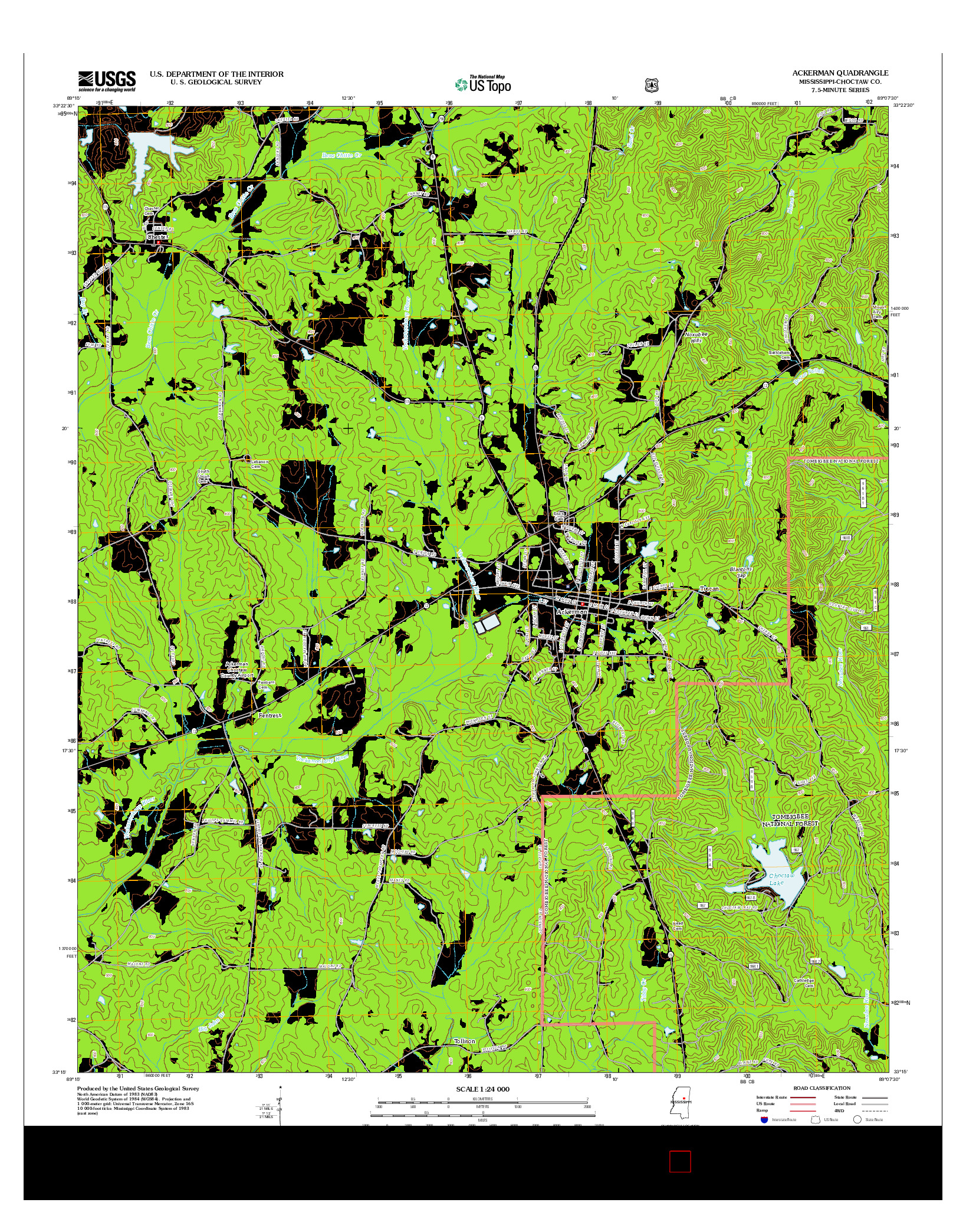 USGS US TOPO 7.5-MINUTE MAP FOR ACKERMAN, MS 2012