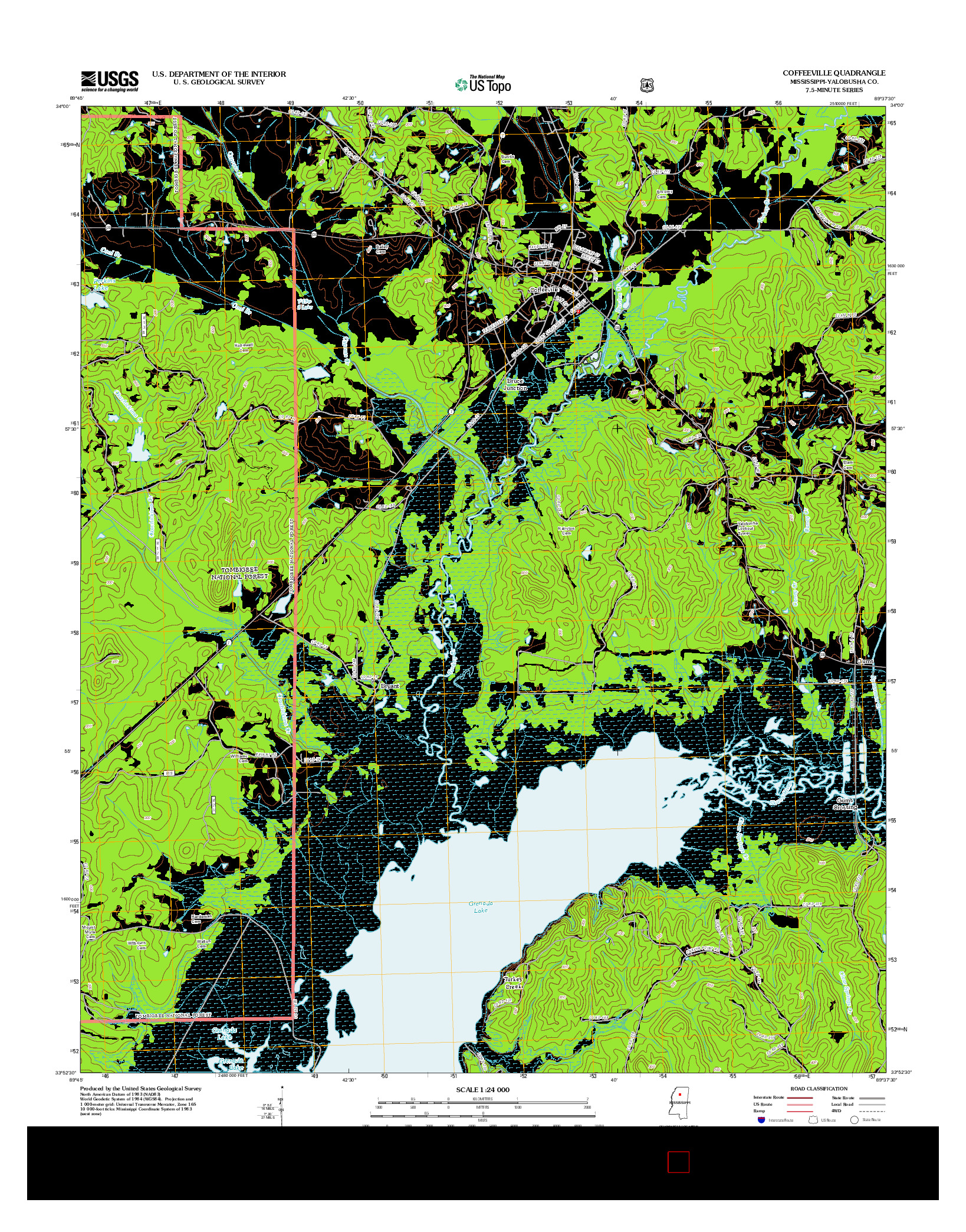 USGS US TOPO 7.5-MINUTE MAP FOR COFFEEVILLE, MS 2012