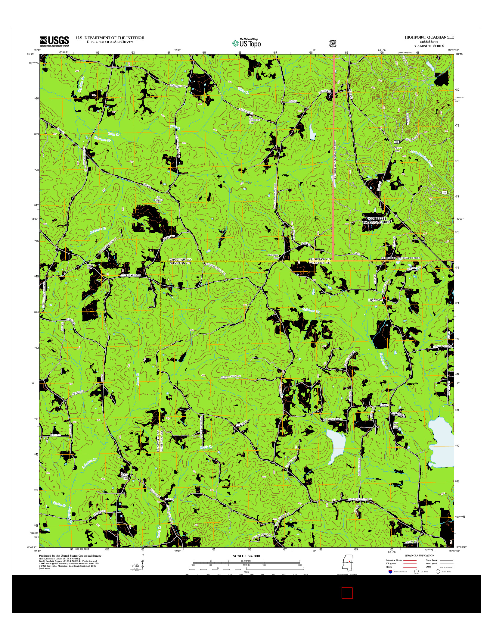 USGS US TOPO 7.5-MINUTE MAP FOR HIGHPOINT, MS 2012