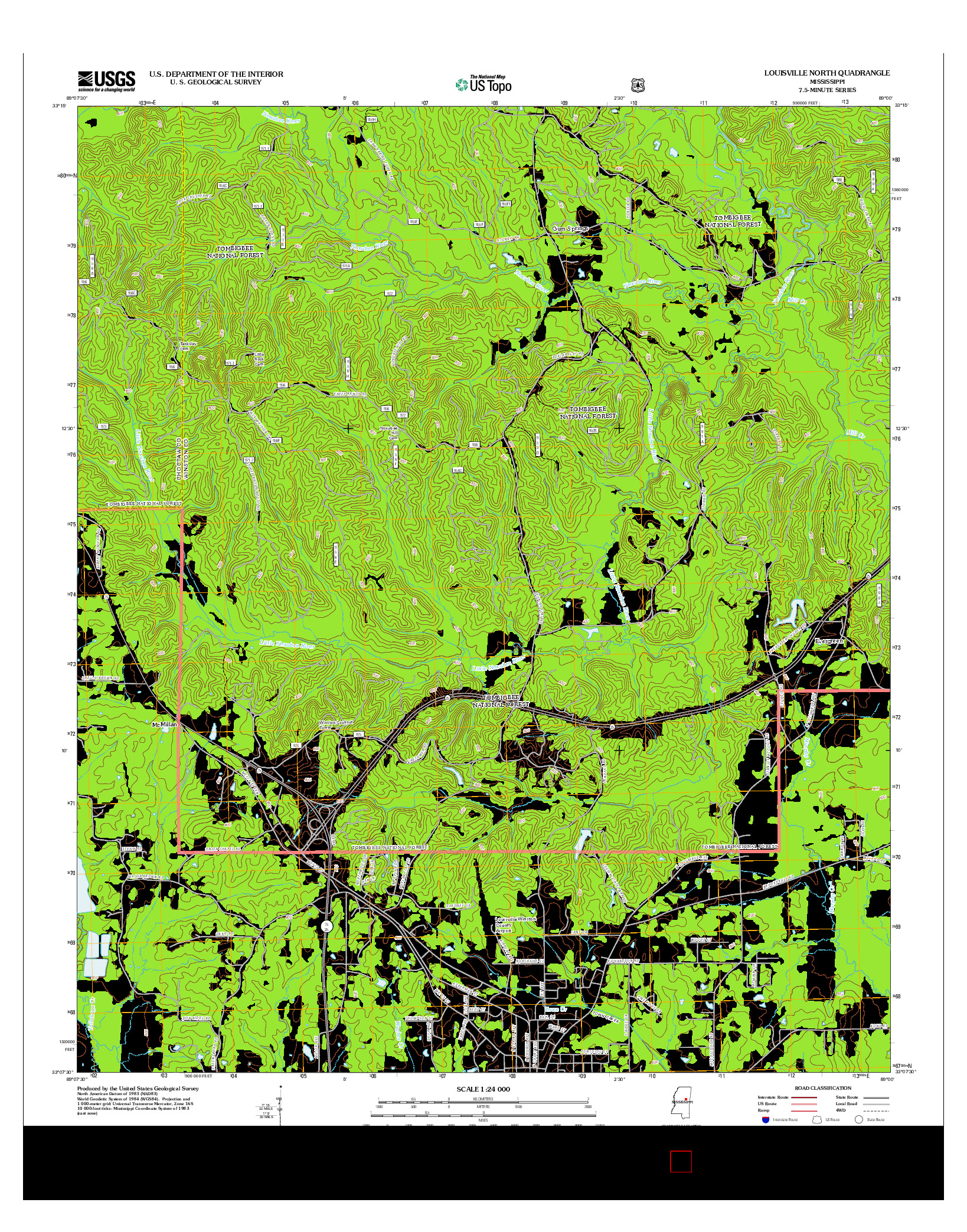 USGS US TOPO 7.5-MINUTE MAP FOR LOUISVILLE NORTH, MS 2012