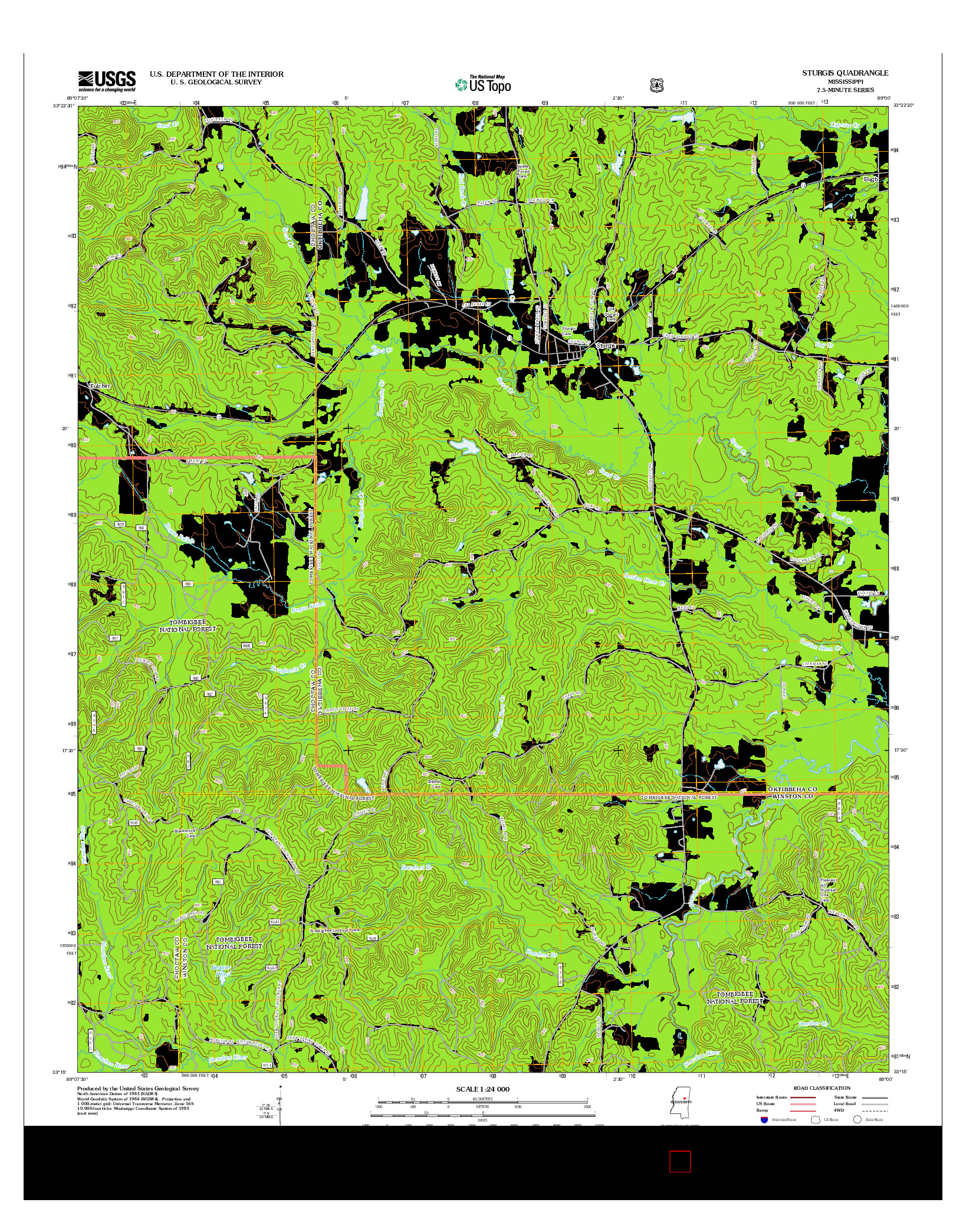 USGS US TOPO 7.5-MINUTE MAP FOR STURGIS, MS 2012