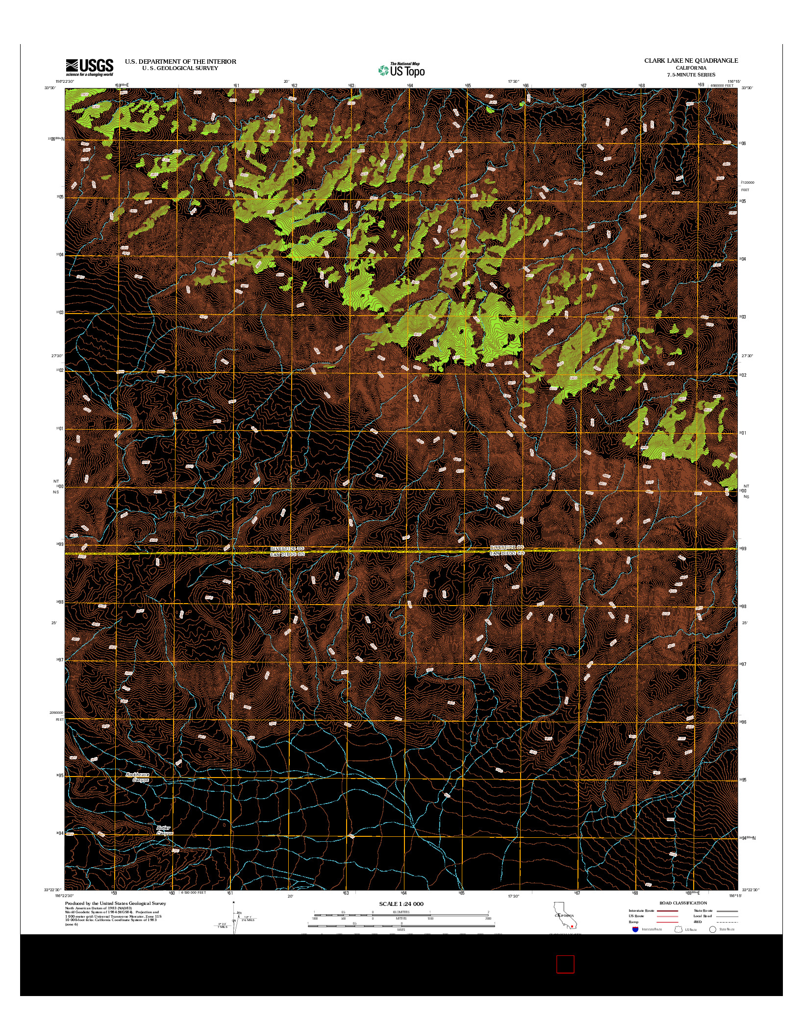 USGS US TOPO 7.5-MINUTE MAP FOR CLARK LAKE NE, CA 2012