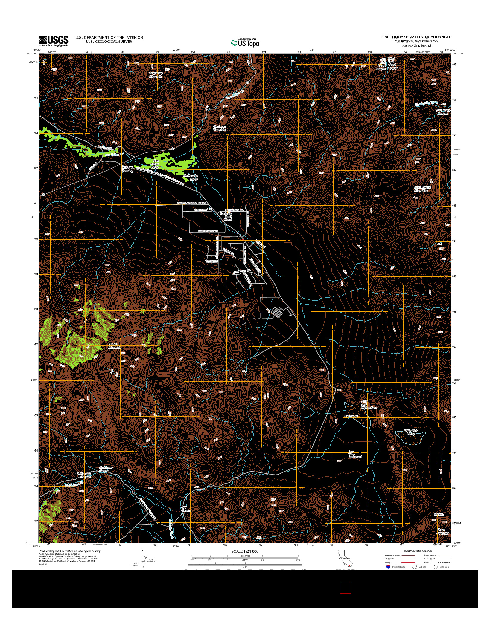 USGS US TOPO 7.5-MINUTE MAP FOR EARTHQUAKE VALLEY, CA 2012