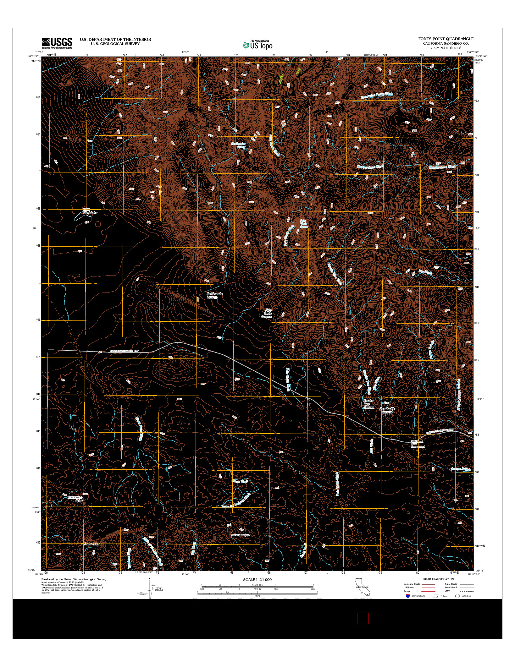 USGS US TOPO 7.5-MINUTE MAP FOR FONTS POINT, CA 2012