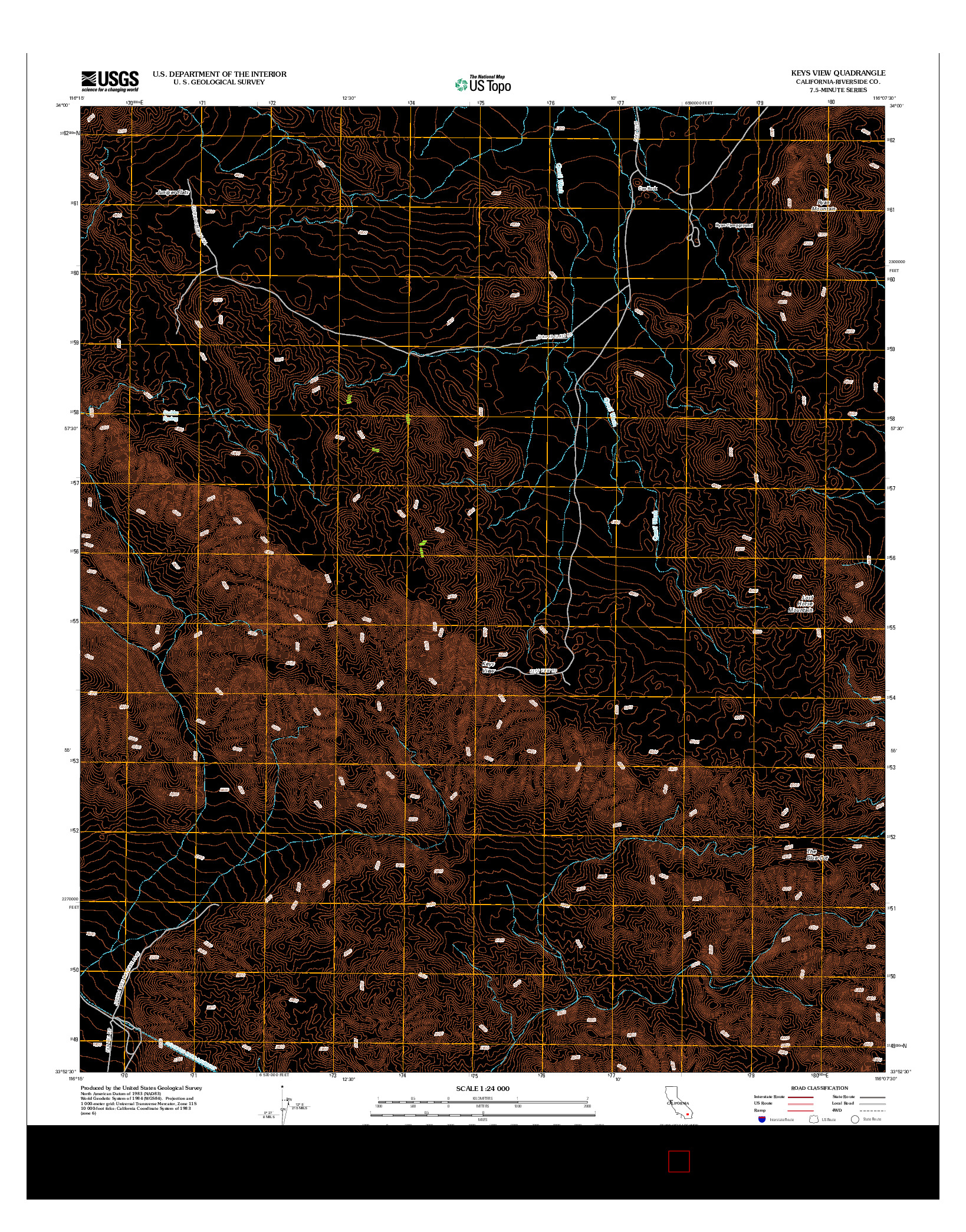 USGS US TOPO 7.5-MINUTE MAP FOR KEYS VIEW, CA 2012