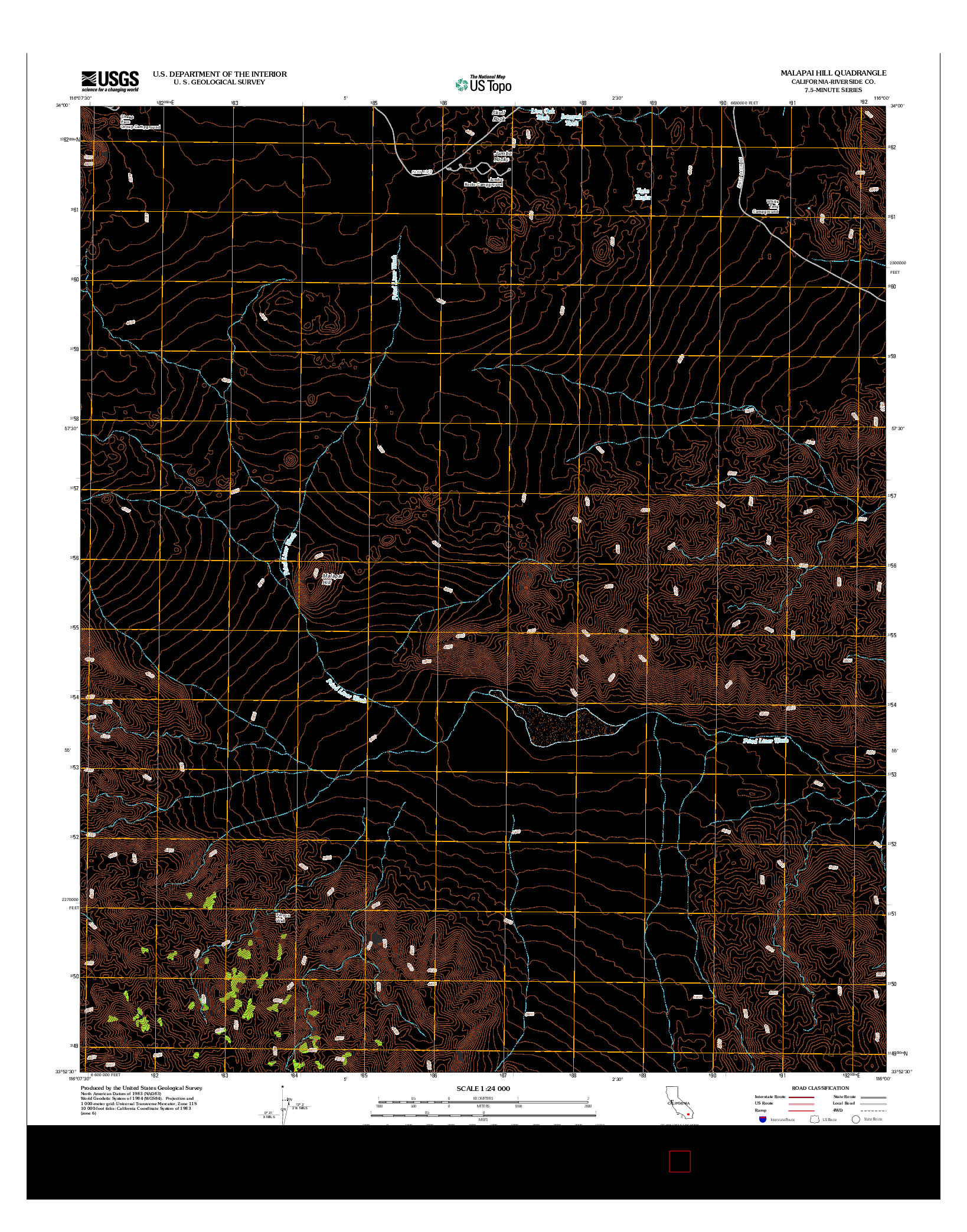 USGS US TOPO 7.5-MINUTE MAP FOR MALAPAI HILL, CA 2012