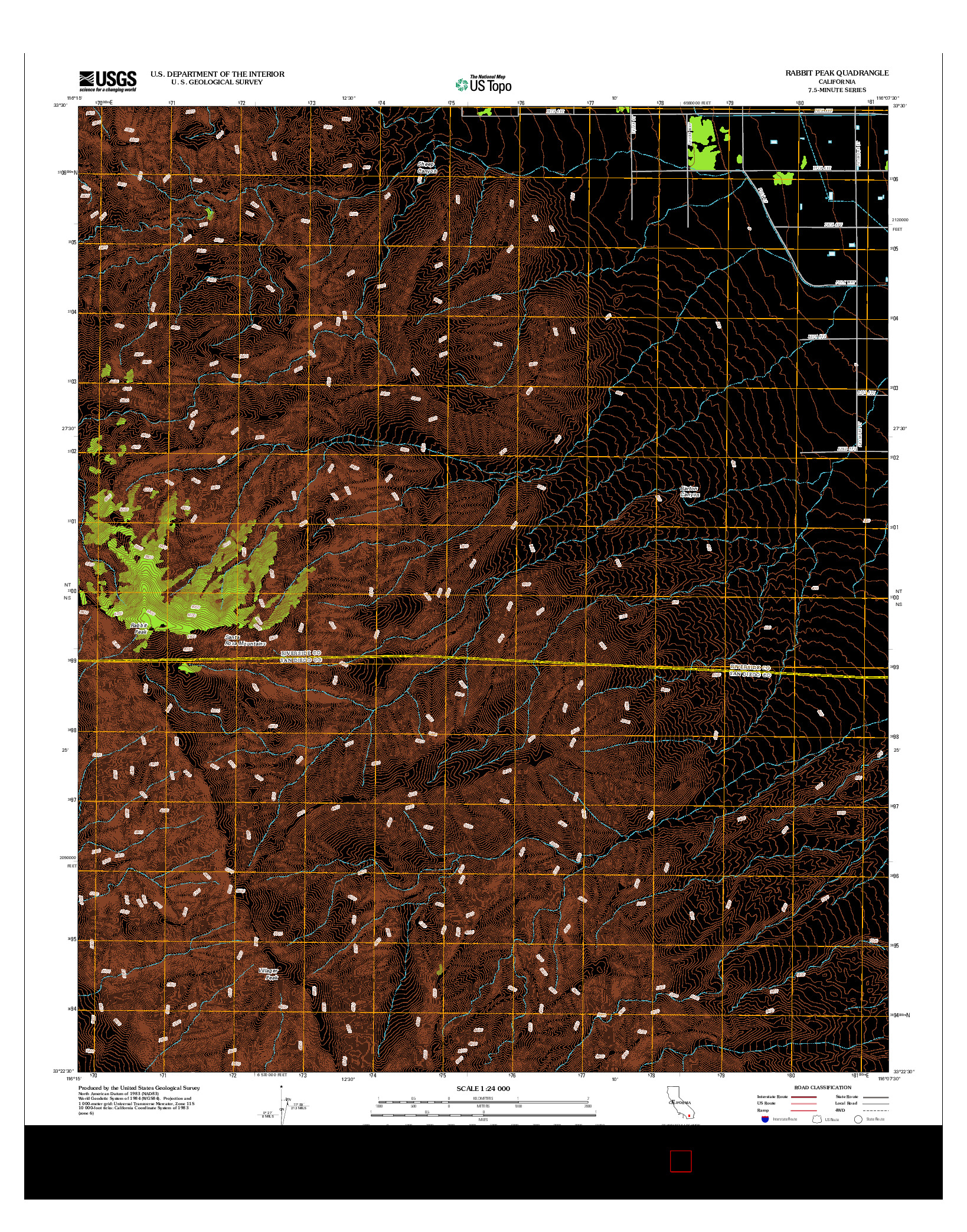 USGS US TOPO 7.5-MINUTE MAP FOR RABBIT PEAK, CA 2012